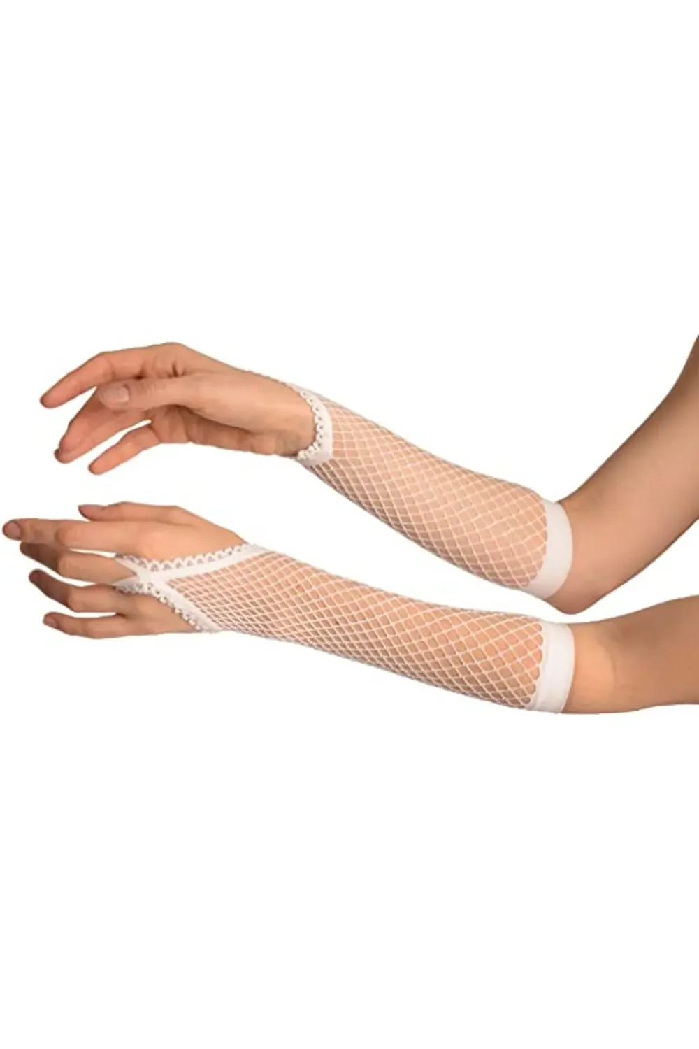 Beyaz Renk Parmak Arası File Örgü Eldiven 26 cm GO50609136380