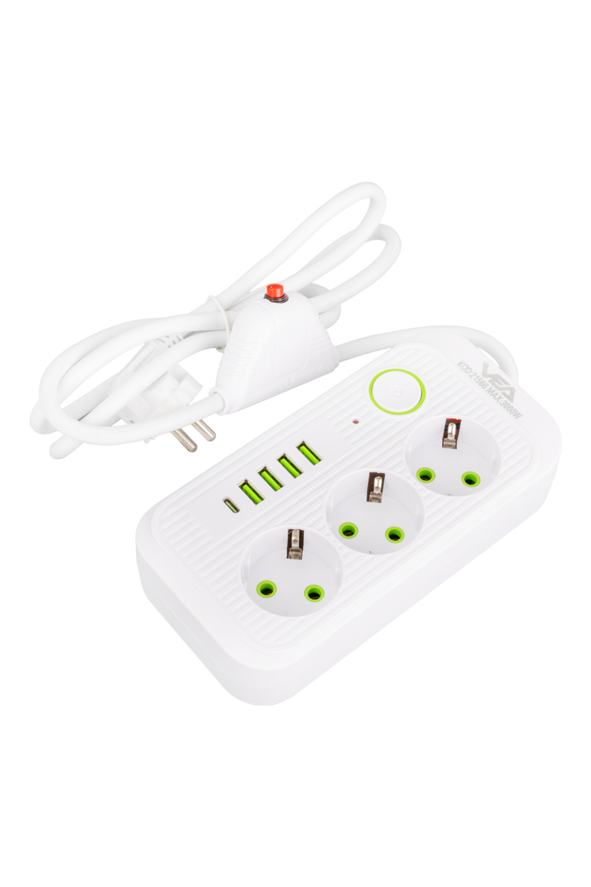 Beyaz Renkli 3 Toprak 1.5 Metre Kablo 4 USB + TYPE-C Girişli Çocuk Korumalı Priz Beyaz Renkli 3 Toprak 1.5 Metre Kablo 4 USB + TYPE-C Girişli Çocuk Korumalı Priz