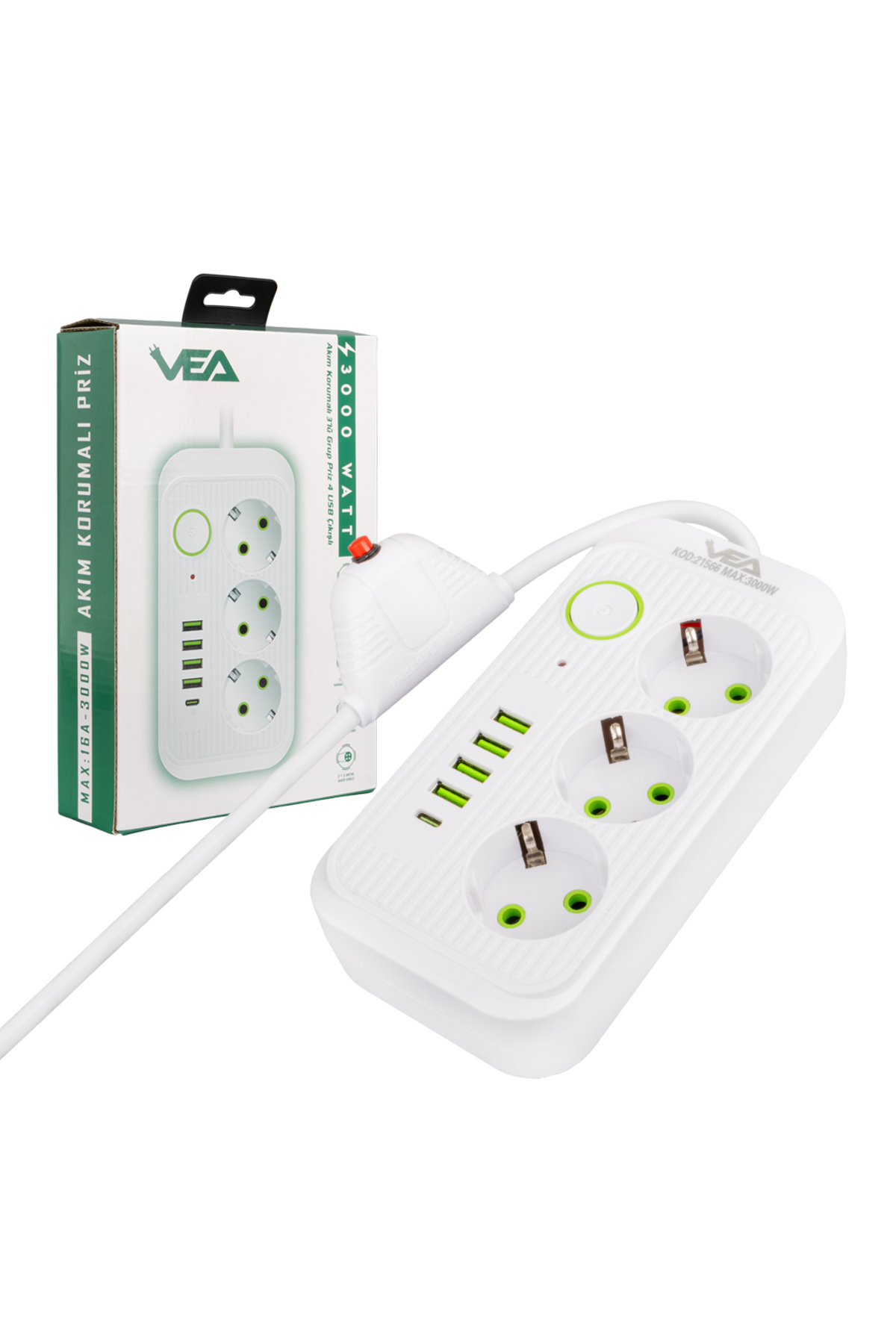 Beyaz Renkli 3 Toprak 1.5 Metre Kablo 4 USB + TYPE-C Girişli Çocuk Korumalı Priz Beyaz Renkli 3 Toprak 1.5 Metre Kablo 4 USB + TYPE-C Girişli Çocuk Korumalı Priz