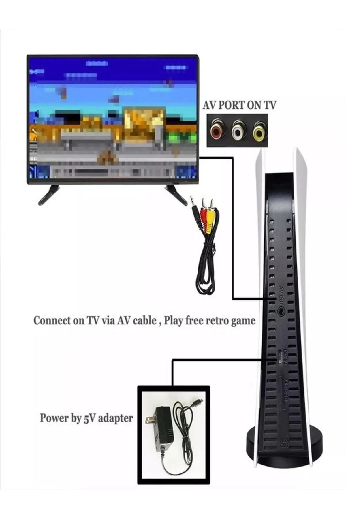 Beyaz renkli 8Bit USB bağlantılı taşınabilir 2 kollu retro temalı video oyun konsolu