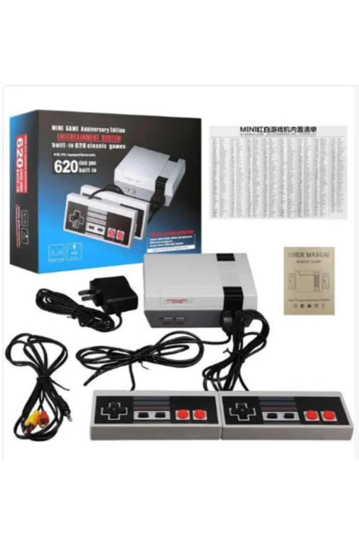 Beyaz retro mini oyun konsolu 620 oyunlu HDMI bağlantılı bluetoothsuz televizyon atarisi