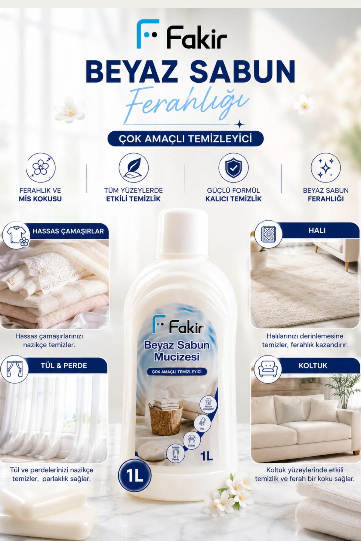 Beyaz Sabun Mucizesi Çok Amaçlı Temizleyici 1 Litre – Halı, Koltuk, Perde, Sert Zemin ve Hassas Çamaşırlar İçin Beyaz Sabun Mucizesi Çok Amaçlı Temizleyici 1 Litre – Halı, Koltuk, Perde, Sert Zemin ve Hassas Çamaşırlar İçin