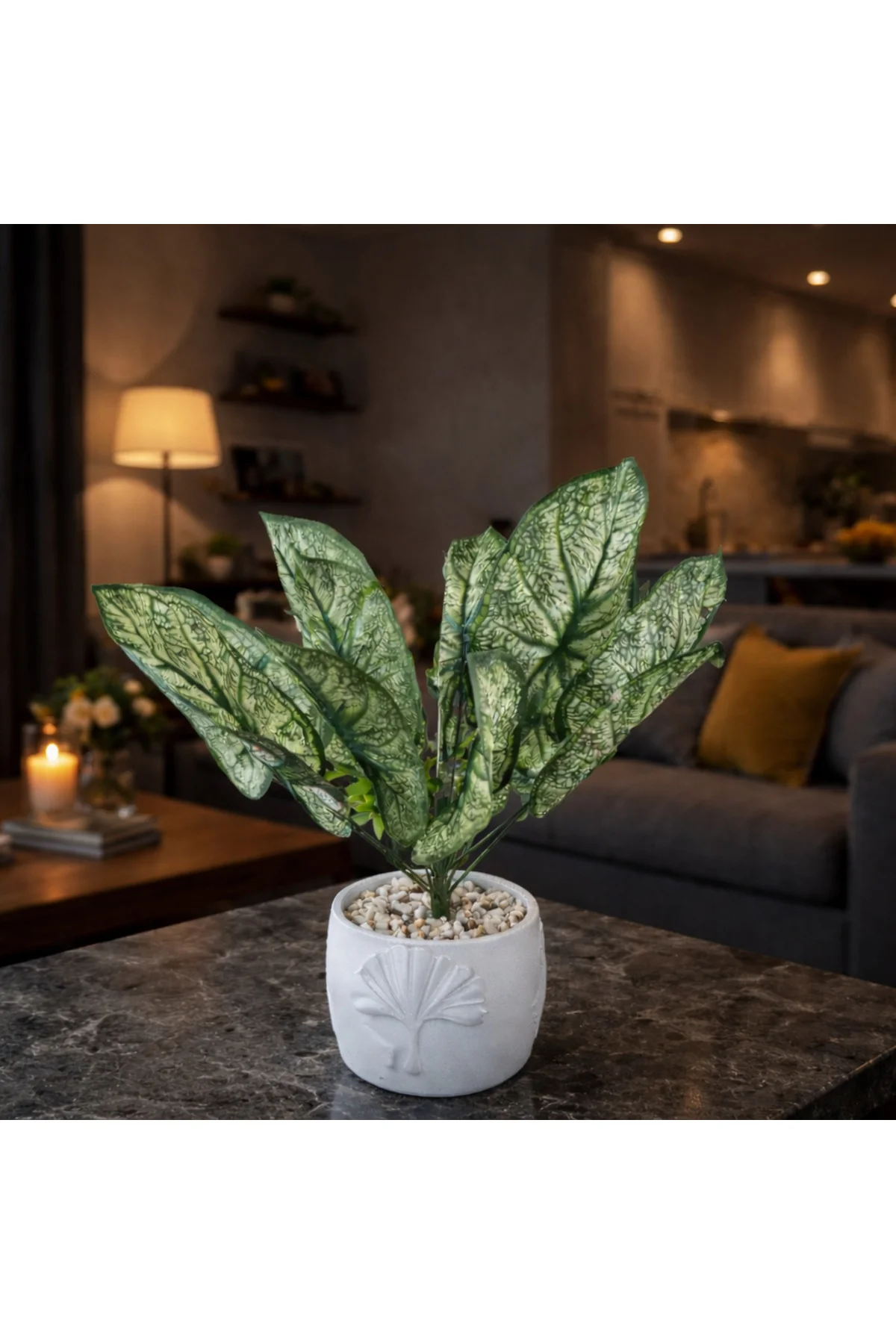 Beyaz Saksılı Yapay Melek Kanadı Bitkisi – Dekoratif Salon Ofis M