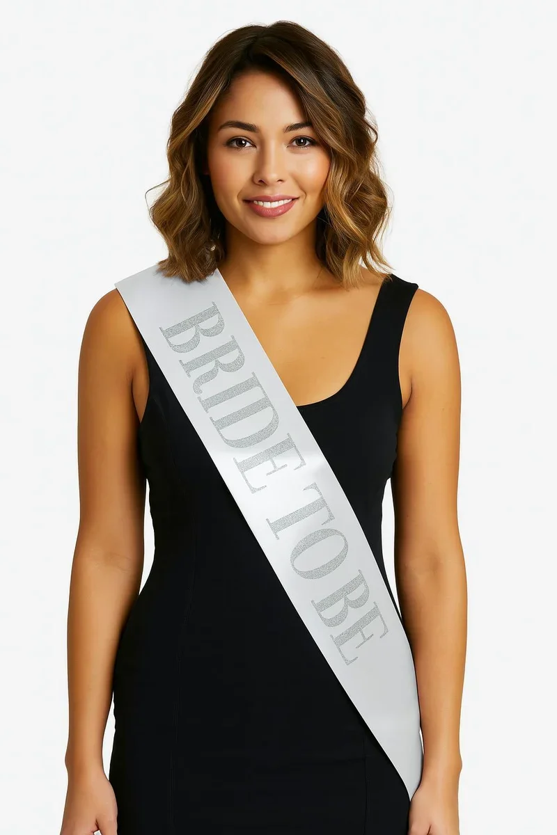 Beyaz Saten Bride To Be Kuşağı Kalın Tasarım Bekarlığa Veda