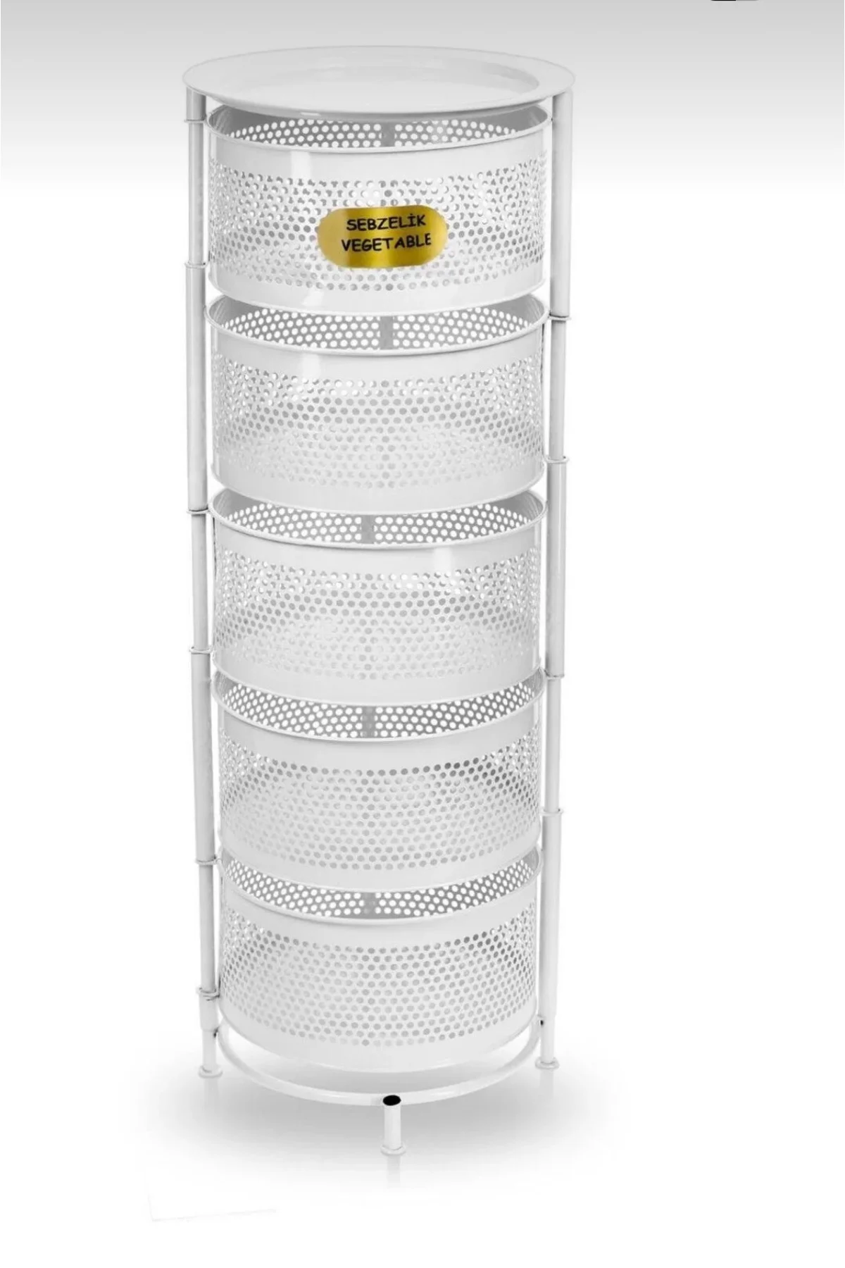 Beyaz Sebzelik 5 Katlı Açılır Kapanır Paslanmaz