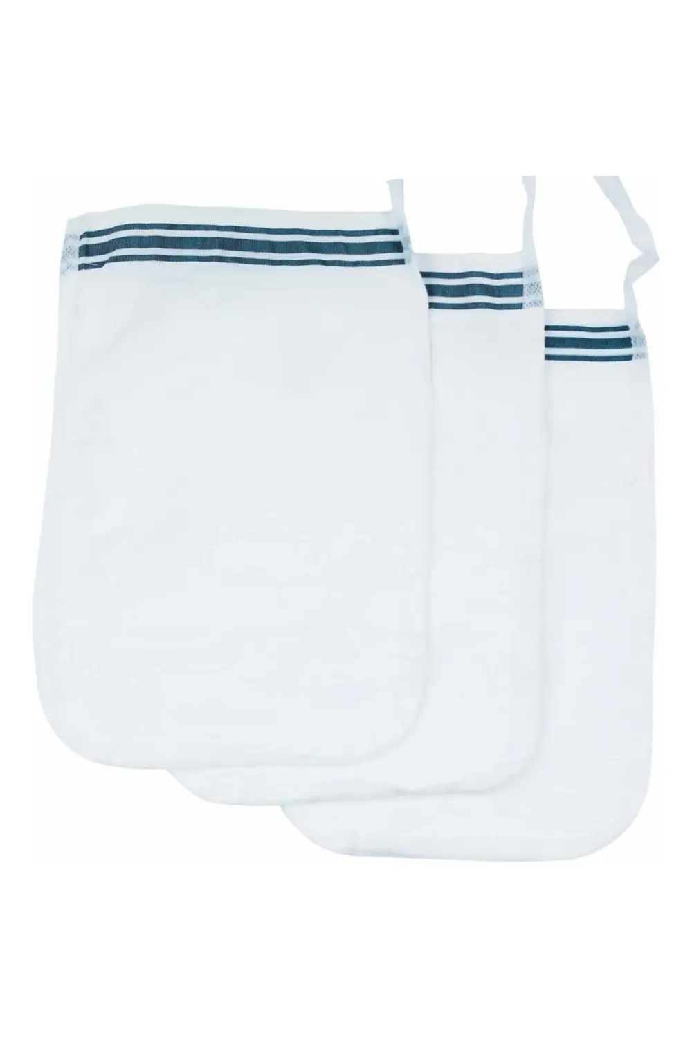 Beyaz Şerit Baskılı 5 Adet Peeling Hamam Banyo Kesesi 16 x 24 cm