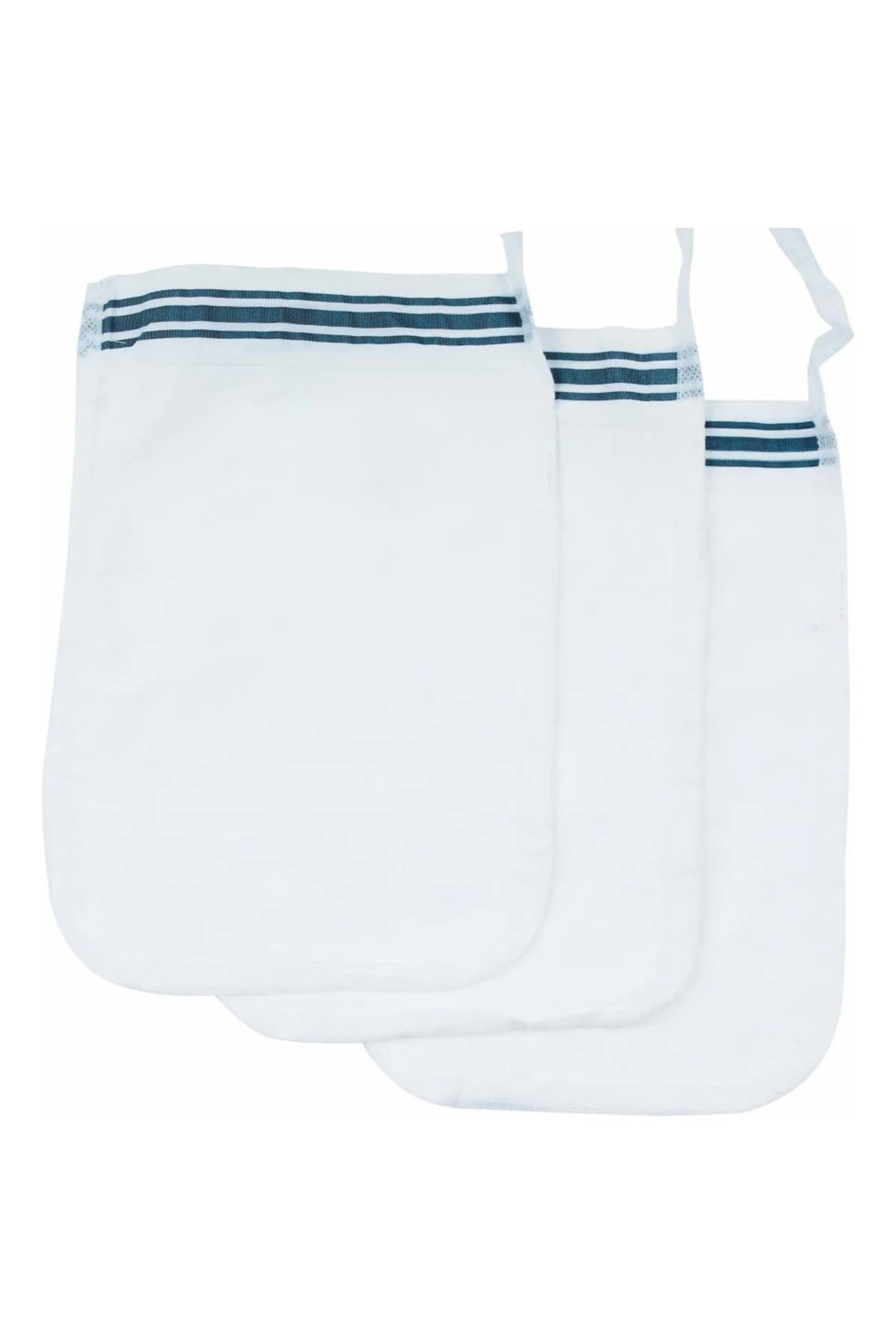 Beyaz Şerit Baskılı 5 Adet Peeling Hamam Banyo Kesesi 16 x 24 cm