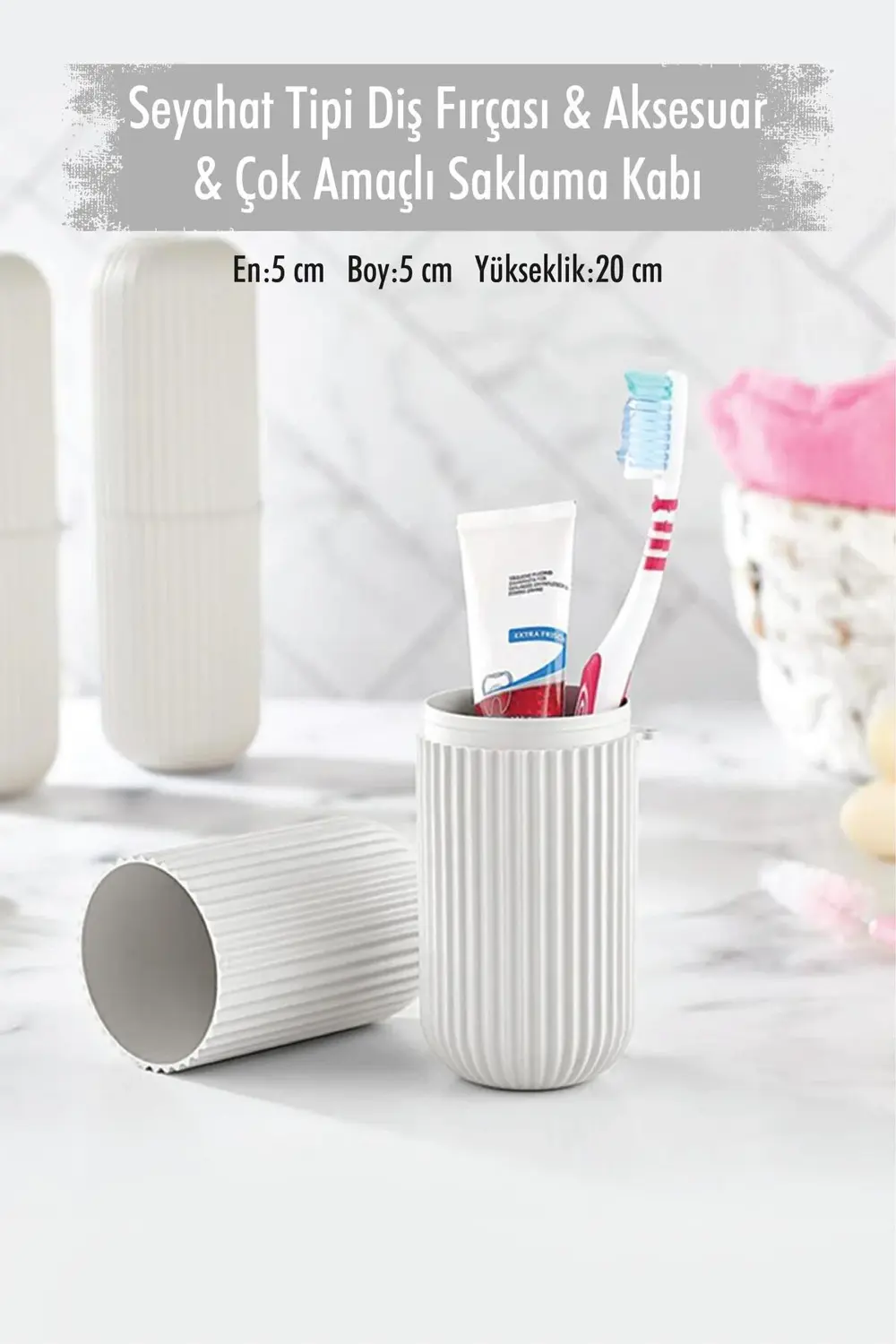 Beyaz Seyahat Tipi Diş Fırçası & Aksesuar Kutusu & Çok Amaçlı Sak