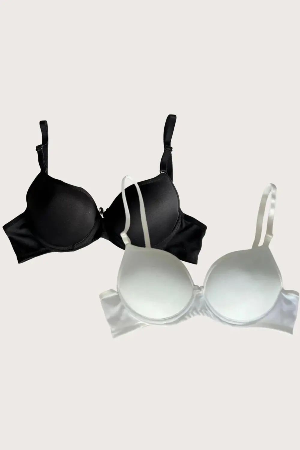 Pilelistore Beyaz-Siyah 2'Li Mikro Kumaş İçi Boş Balenli Günlük Desteksiz Süt