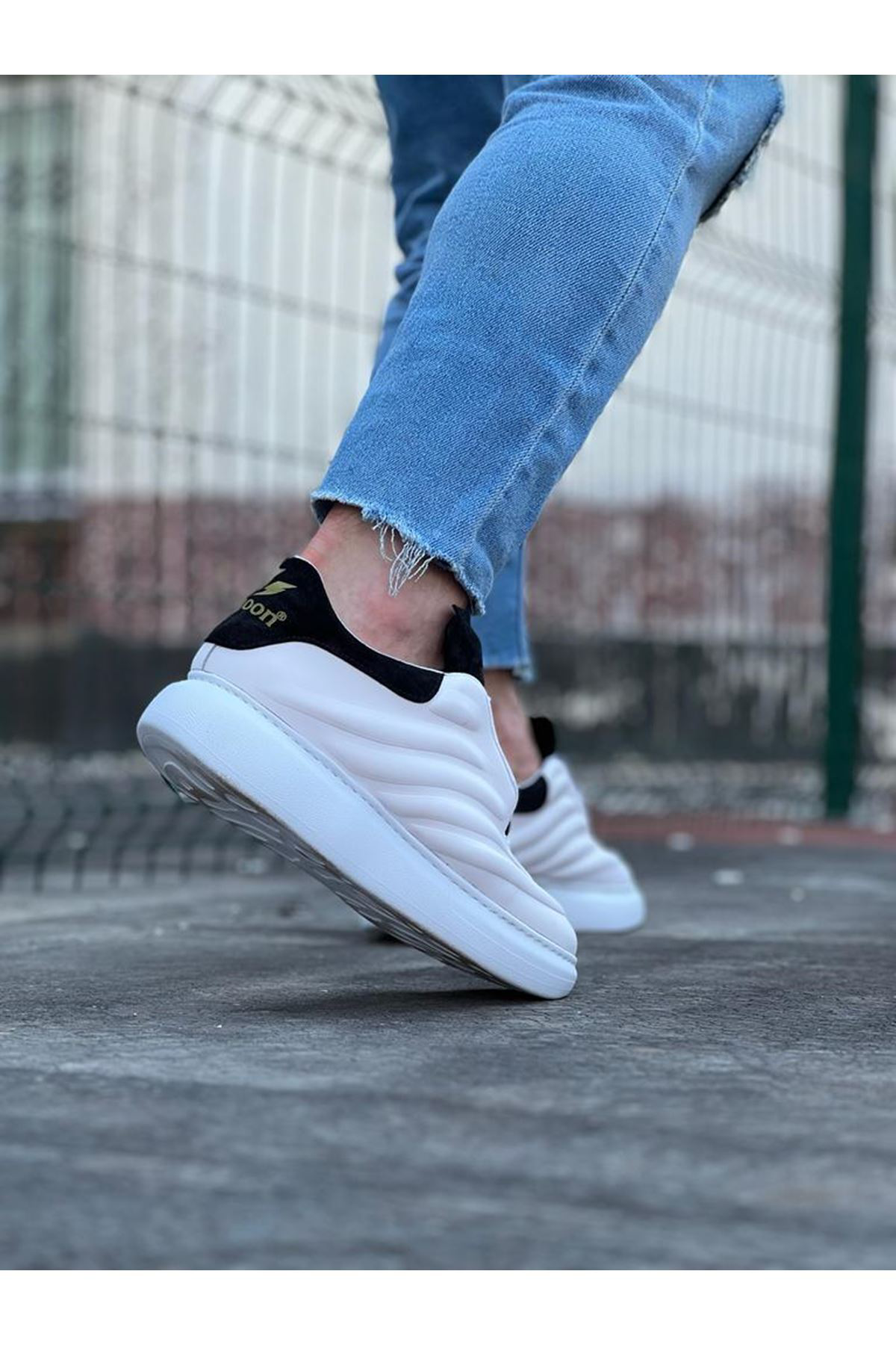 K&A Beyaz Siyah Erkek Casual Ayakkabı