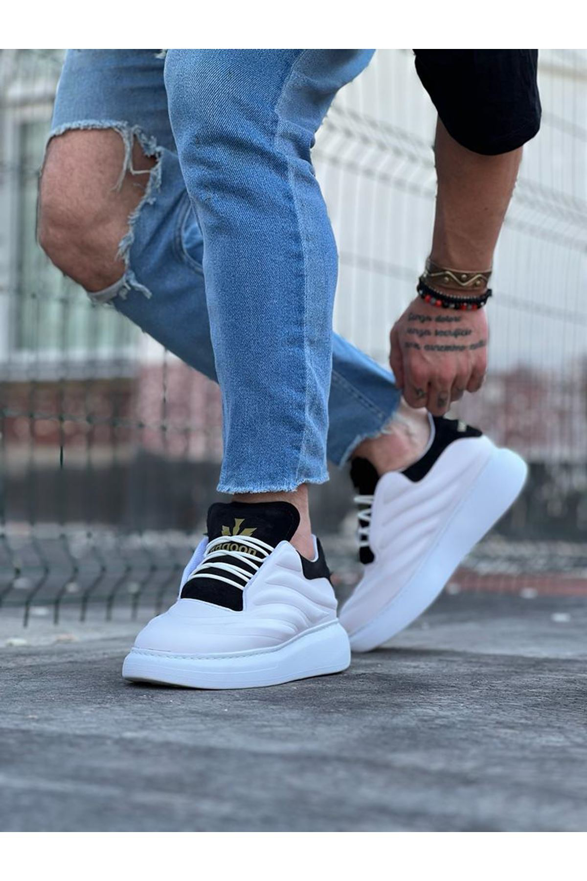 K&A Beyaz Siyah Erkek Casual Ayakkabı