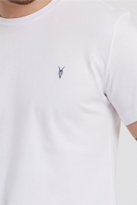 Beyaz Slim Fit Bisiklet Yaka %100 Pamuk Kısa Kollu Tişört - Beyaz