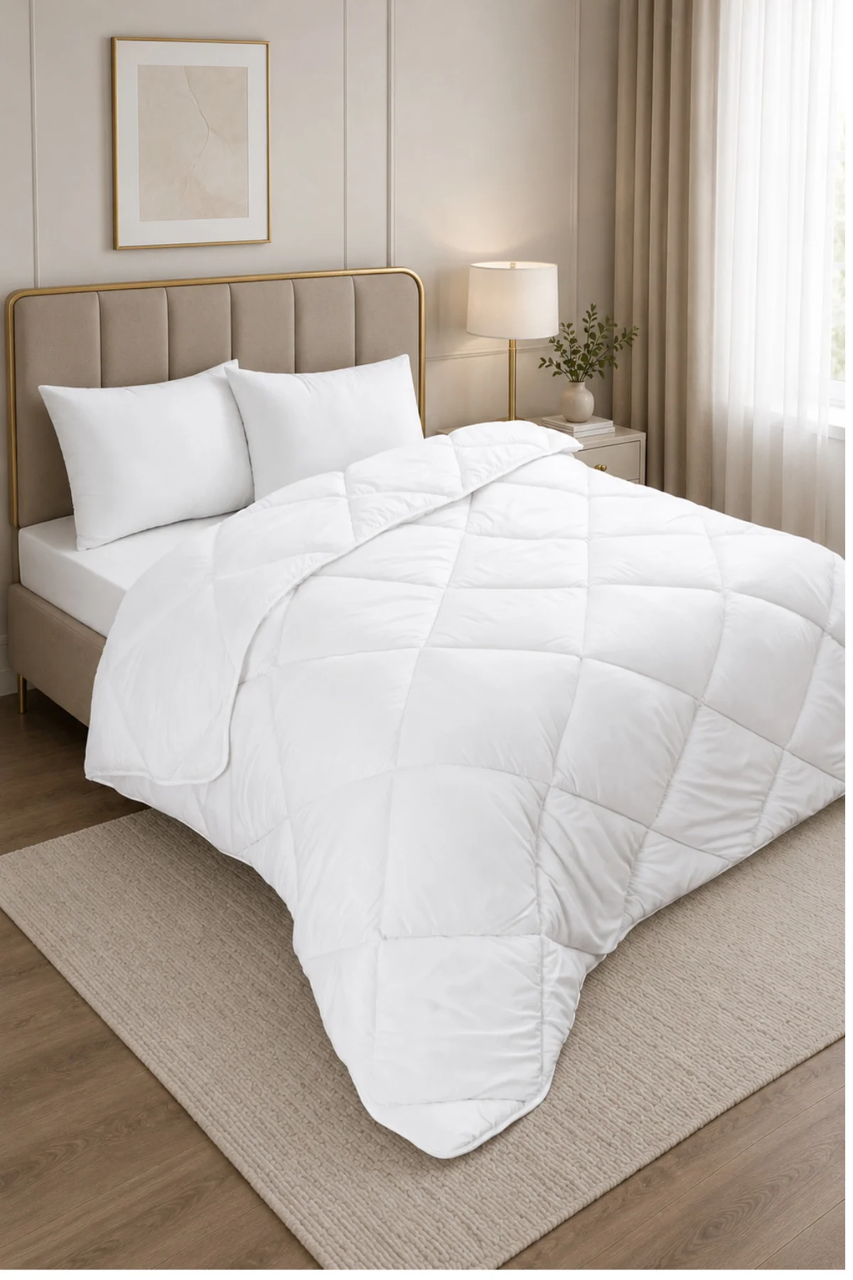 Beyaz Soft Dört Mevsim Tek Kişilik Yorgan 155*215 cm