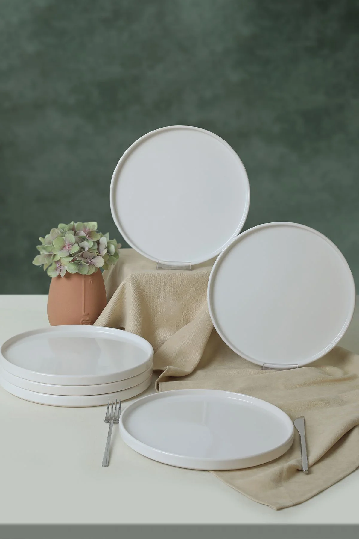 Beyaz Stackable Servis Tabağı 27 Cm 6 Adet 006
