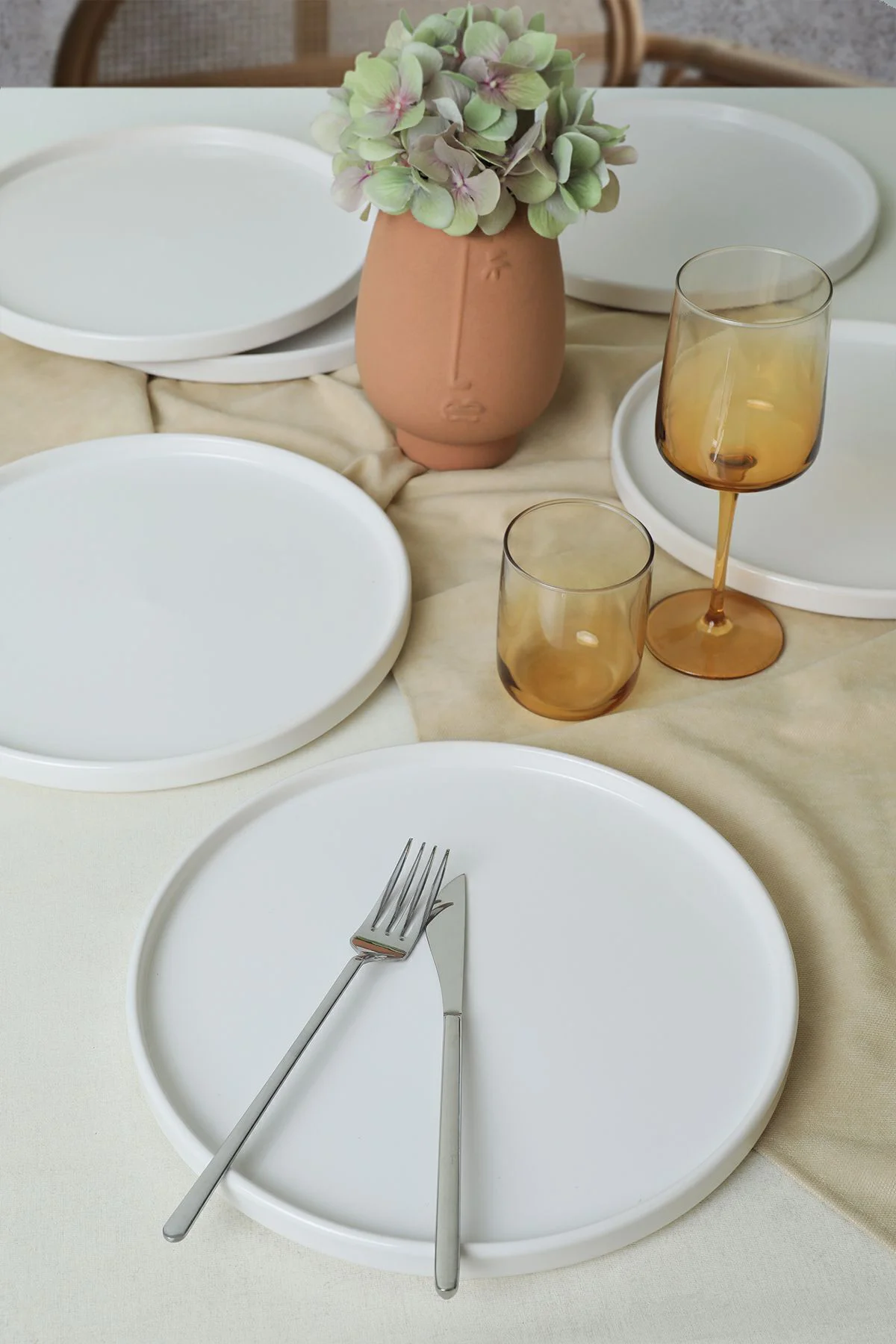 Beyaz Stackable Servis Tabağı 27 Cm 6 Adet 006