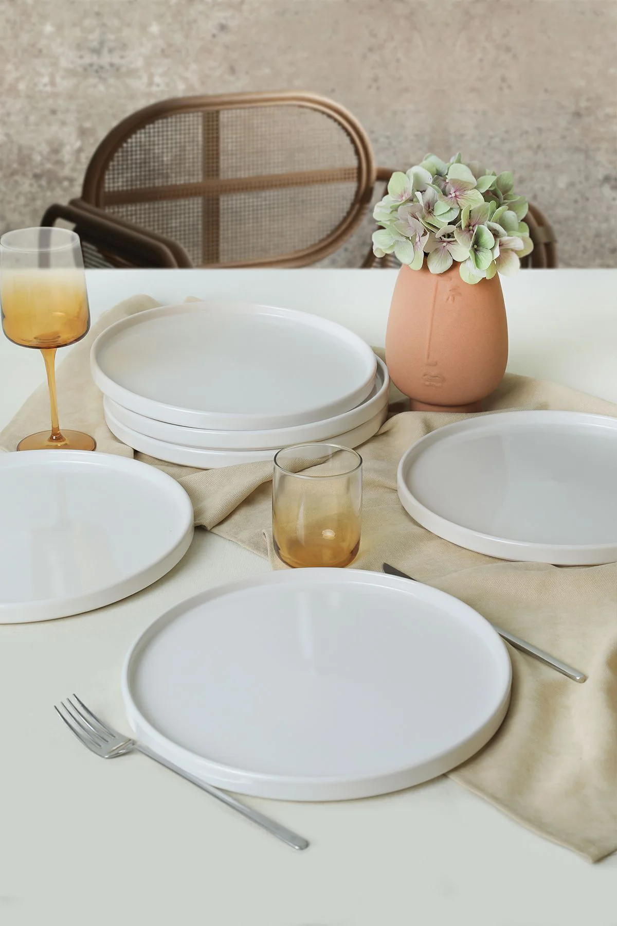 Beyaz Stackable Servis Tabağı 27 Cm 6 Adet 006