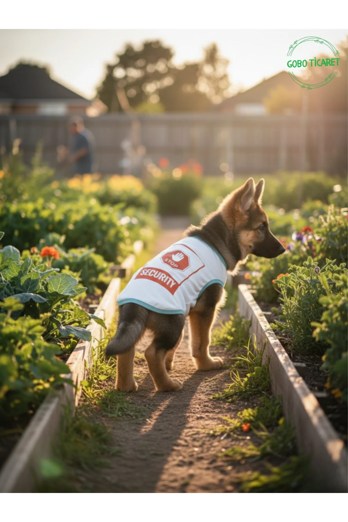 Beyaz Stop Security (Güvenlik) Baskılı Kedi ve Köpek Kıyafeti Tiş