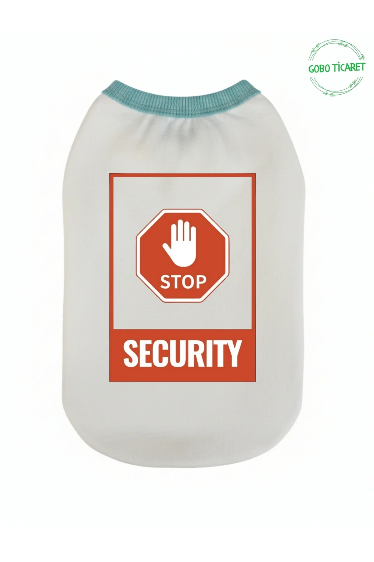 Beyaz Stop Security (Güvenlik) Baskılı Kedi ve Köpek Kıyafeti Tiş