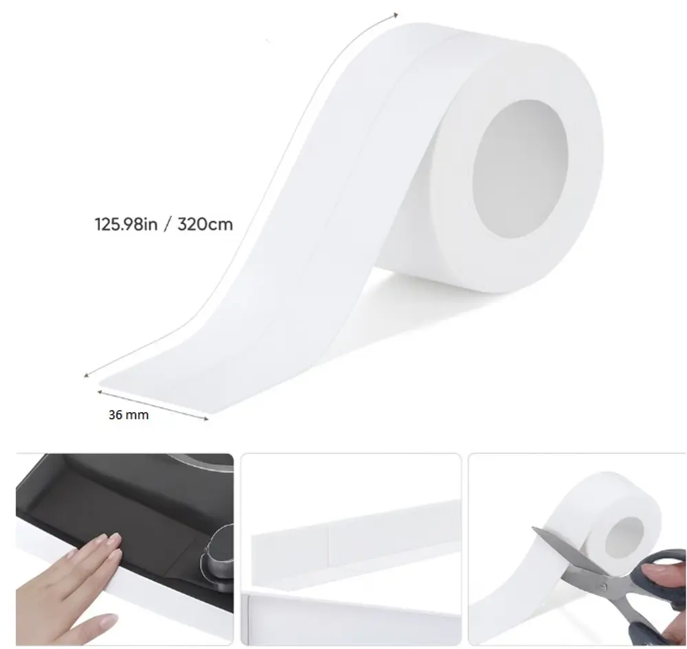 BEYAZ Su Sızdırmaz Lavabo Kenar Bandı (3.2m) BEYAZ Su Sızdırmaz Lavabo Kenar Bandı (3.2m)