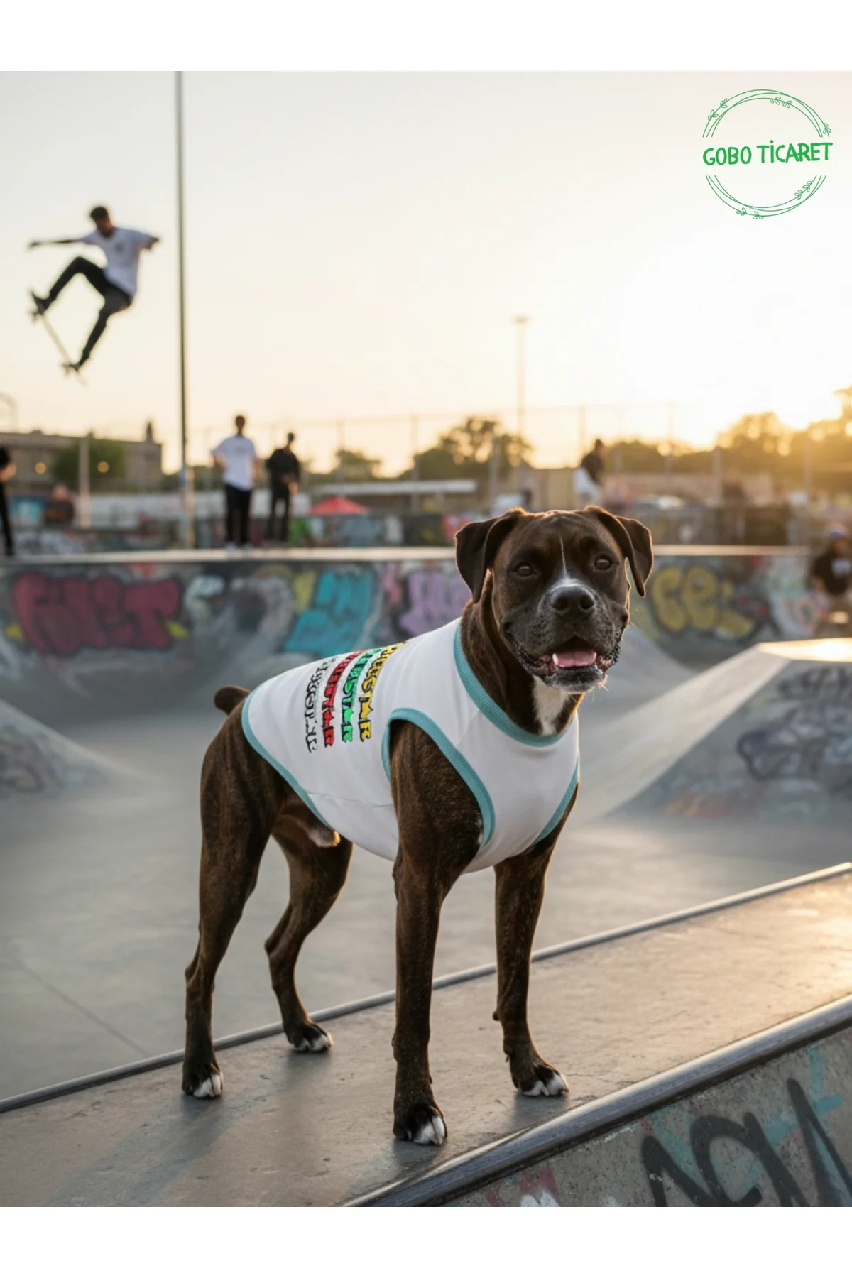 Beyaz SUPERSTAR Yazılı Kedi ve Köpek Kıyafeti Tişörtü Elbisesi SM