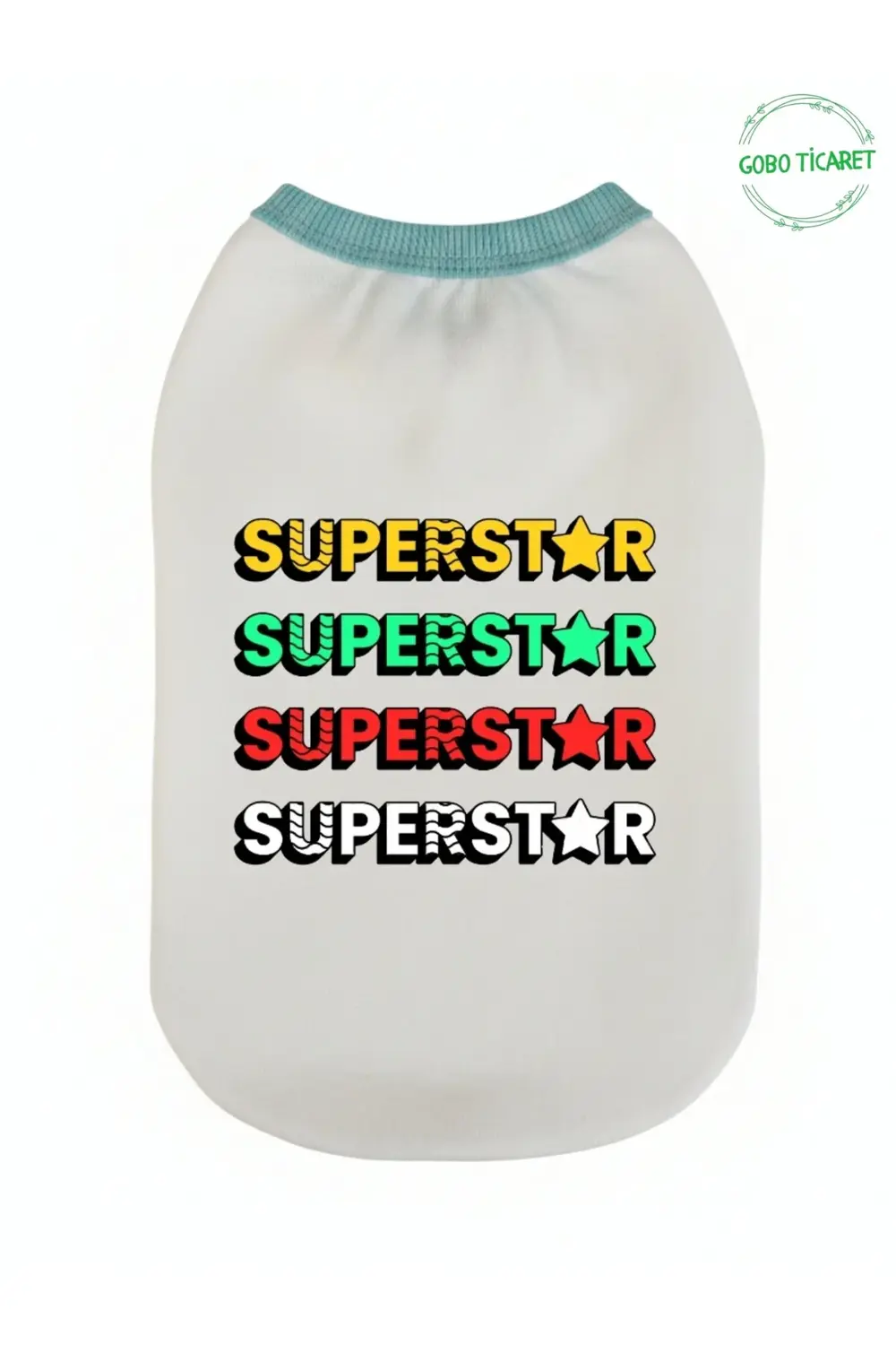 Beyaz SUPERSTAR Yazılı Kedi ve Köpek Kıyafeti Tişörtü Elbisesi Me
