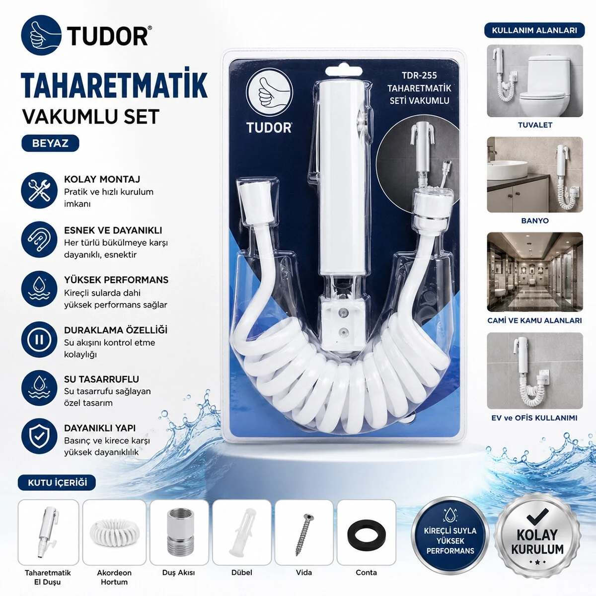 Beyaz Taharatmatik Seti Taharatmetik El Duşu- Hortum - Mafsal Vakumlu Set Bx40 Fiyatı, Yorumları ve Özellikleri