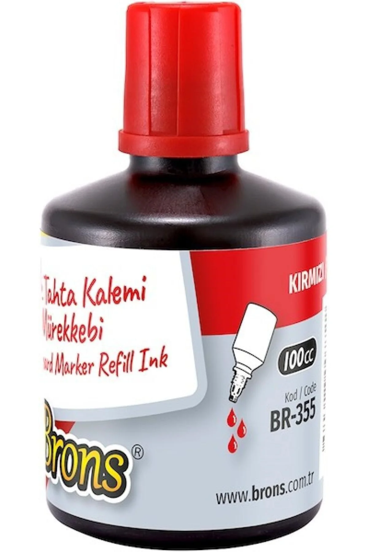 Beyaz Tahta Kalem Mürekkebi 100cc Kırmızı Br-355 - (1 ADET)