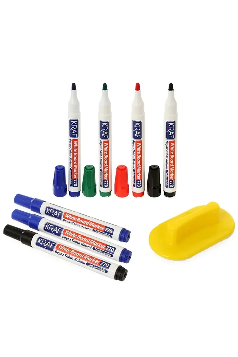 BEYAZ TAHTA KALEMİ & SİLGİ SET 8'Lİ ( 7 KALEM+1 SİLGİ)