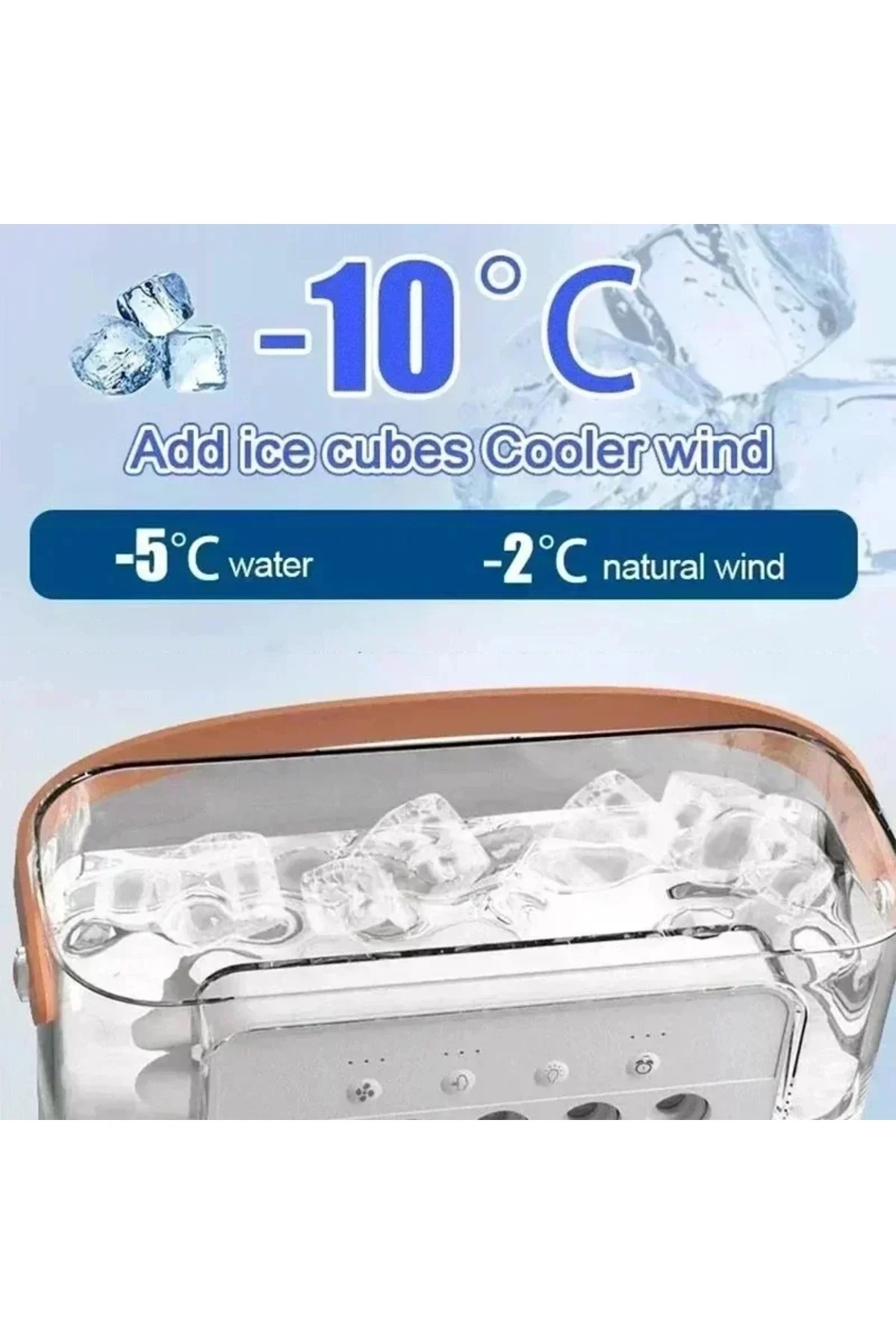Beyaz taşınabilir LED gece lambalı masa üstü buz sulu buhar hava soğutucu fan vantilatör