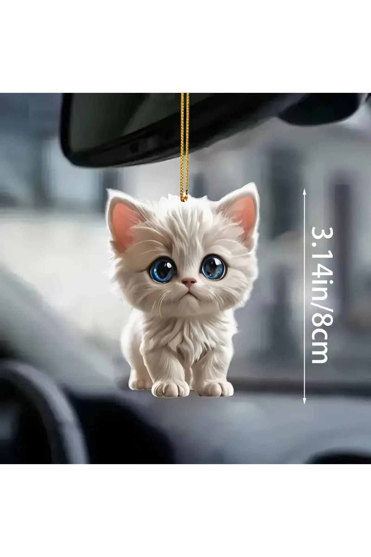 Dodemert Home Beyaz Tatli Kedi Akrilik Anahtarlik & Çanta Süsü & Araç Dikiz Ayn