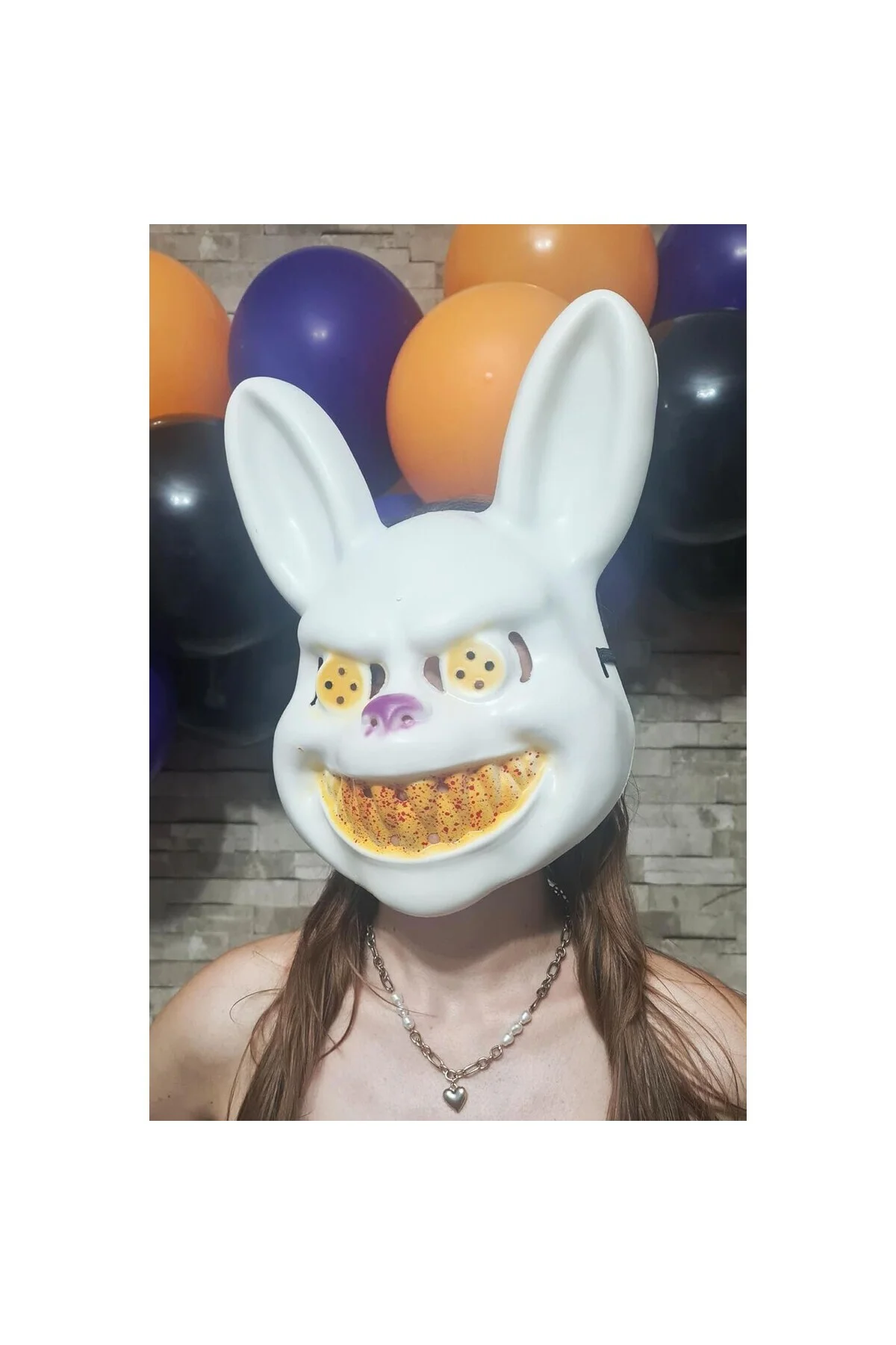 Beyaz Tavşan Cadılar Bayramı Halloween Maskesi Katil Tavşan Korkunç Maske Beyaz