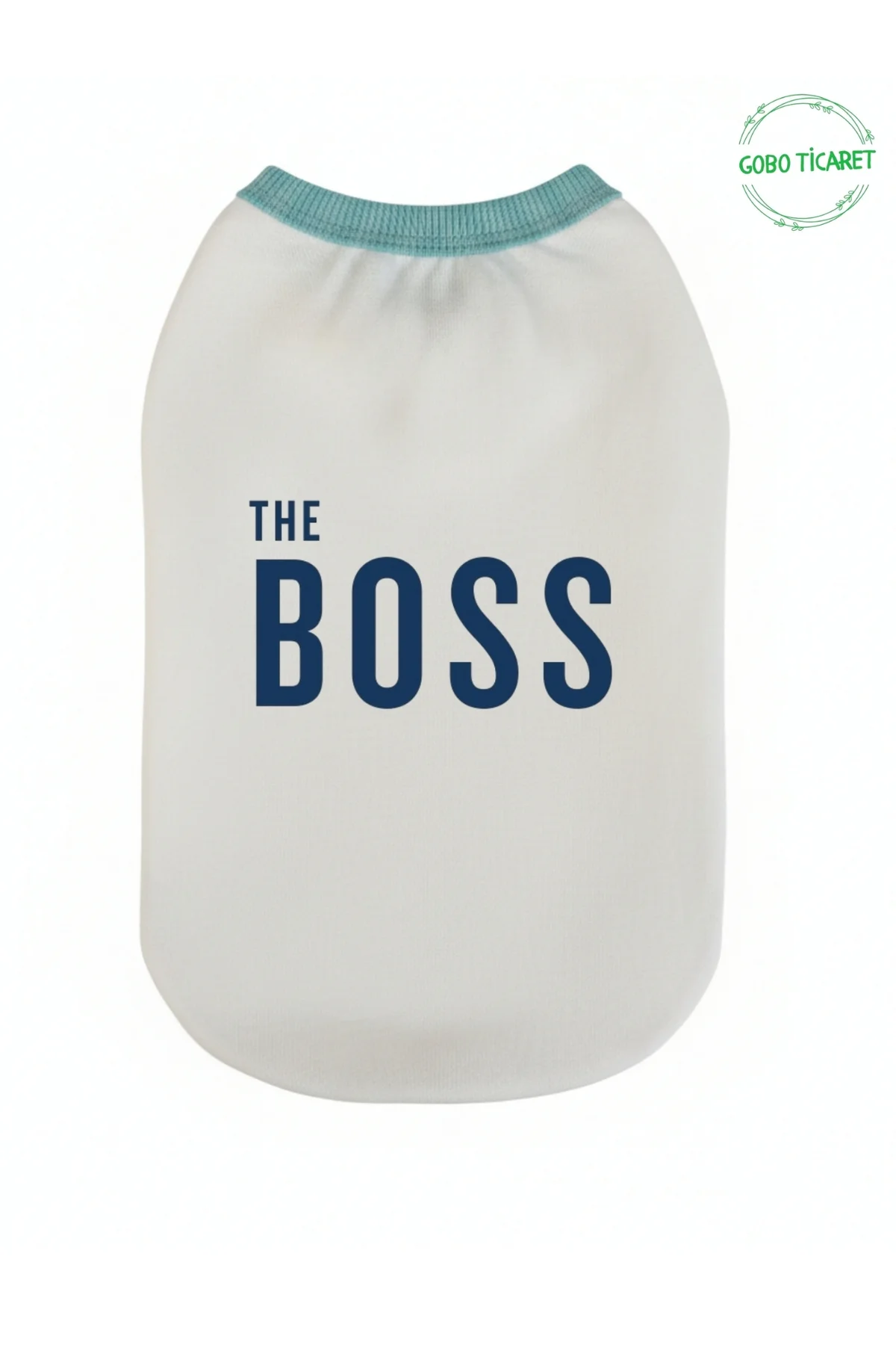 Beyaz The Boss (Patron) Yazılı Kedi ve Köpek Kıyafeti Tişörtü Elb