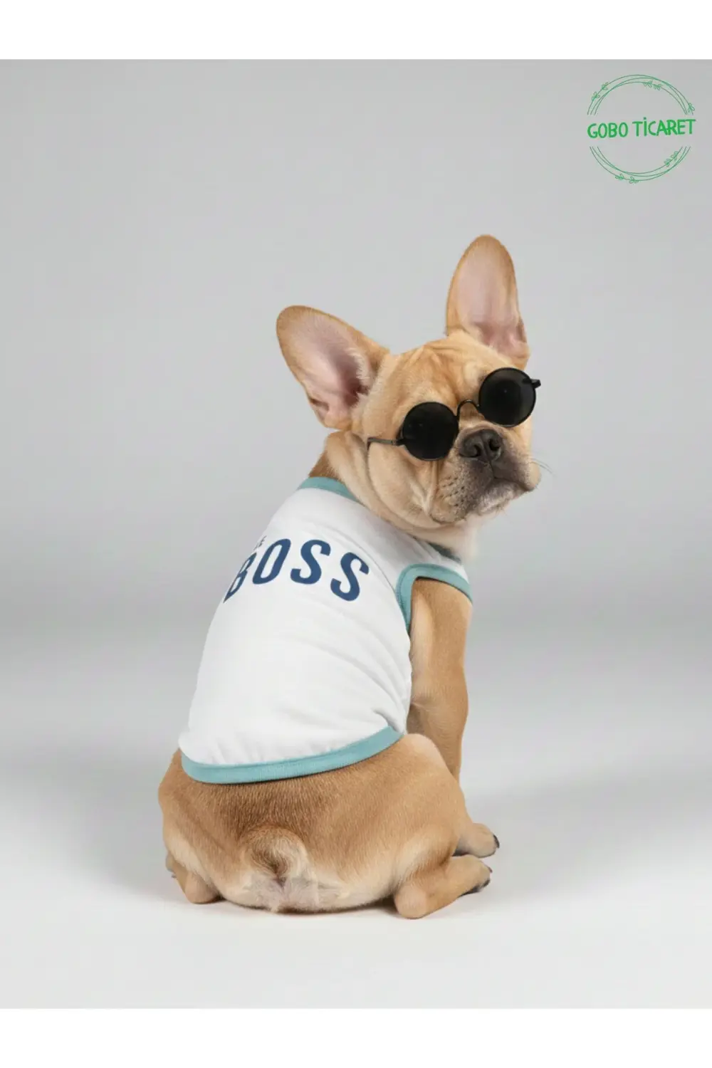 Beyaz The Boss (Patron) Yazılı Kedi ve Köpek Kıyafeti Tişörtü Elb