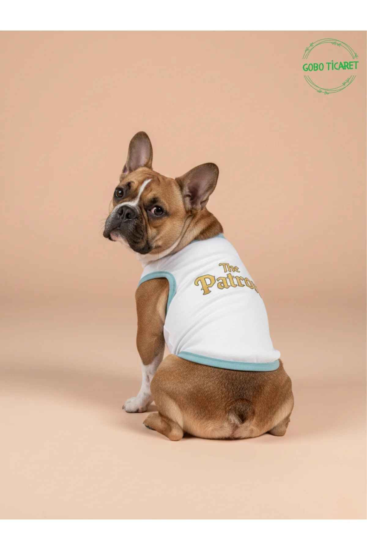 Beyaz The Patron Yazılı Kedi ve Köpek Kıyafeti Tişörtü Elbisesi L