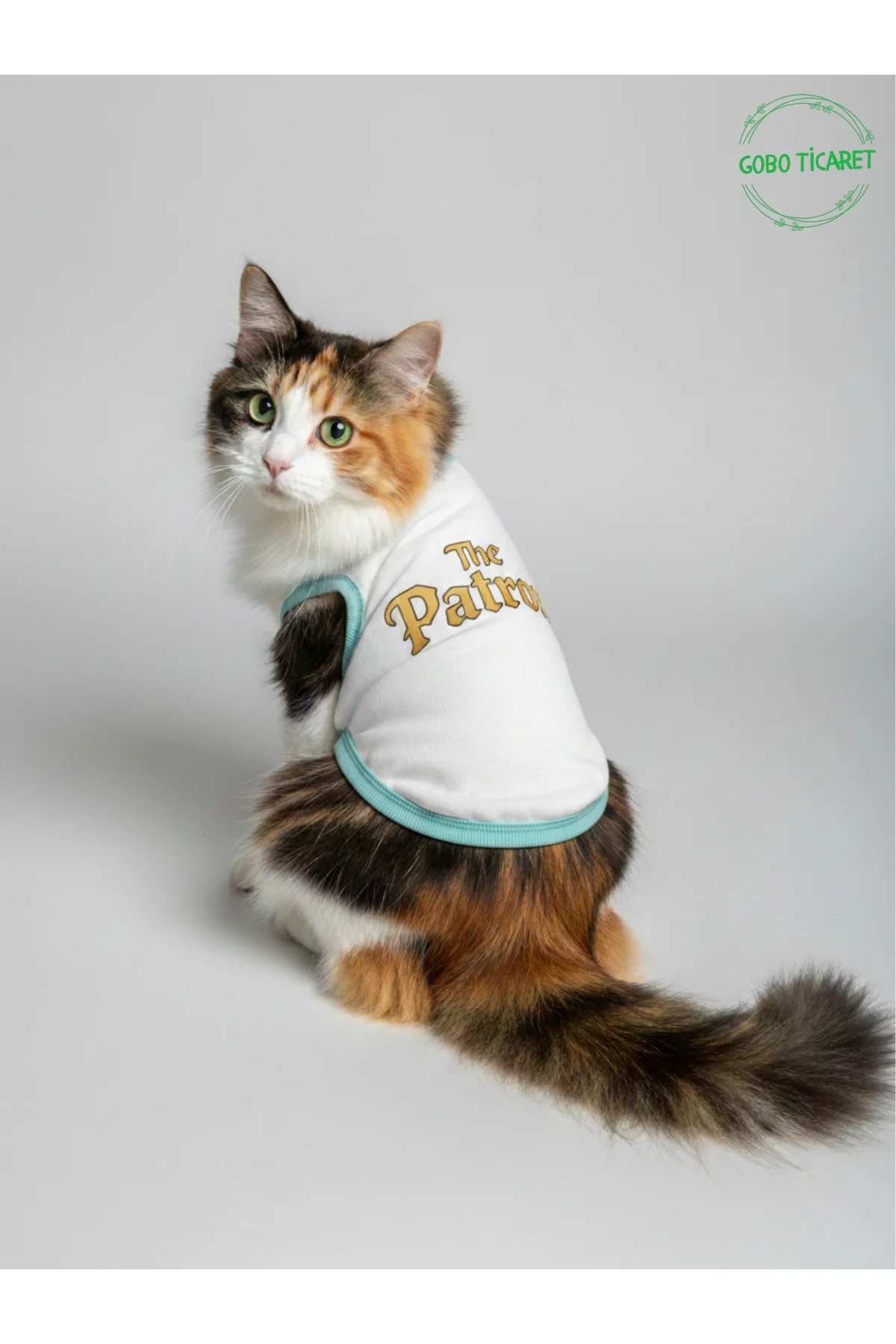 Beyaz The Patron Yazılı Kedi ve Köpek Kıyafeti Tişörtü Elbisesi M
