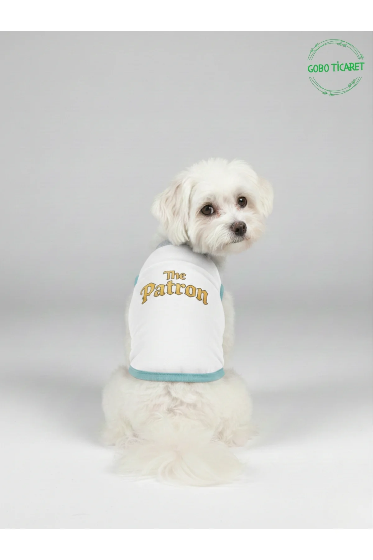Beyaz The Patron Yazılı Kedi ve Köpek Kıyafeti Tişörtü Elbisesi S