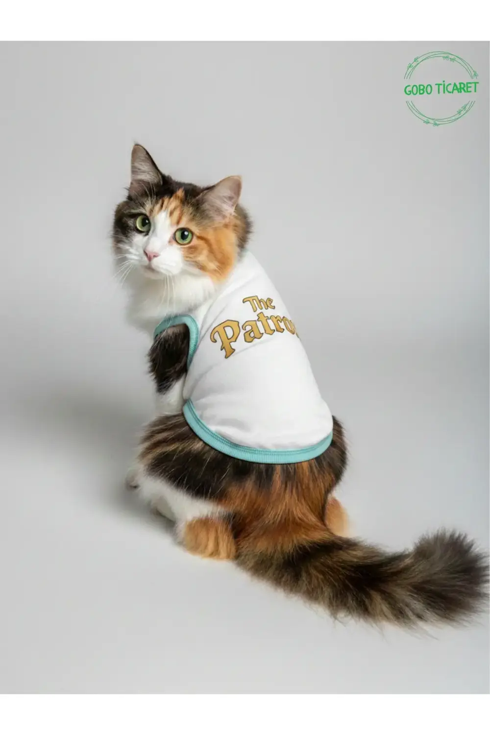 Beyaz The Patron Yazılı Kedi ve Köpek Kıyafeti Tişörtü Elbisesi M