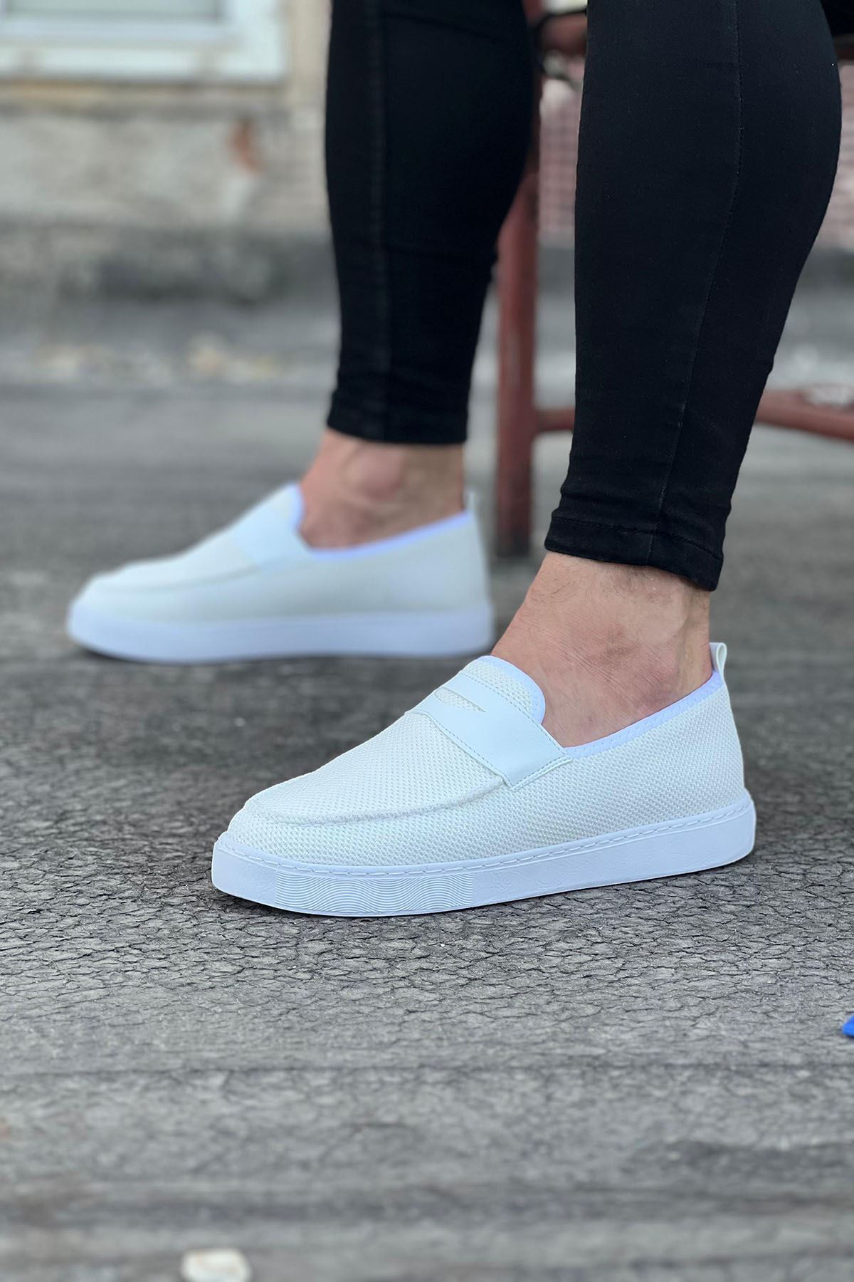 K&A Beyaz Triko Babet Erkek Casual Ayakkabı