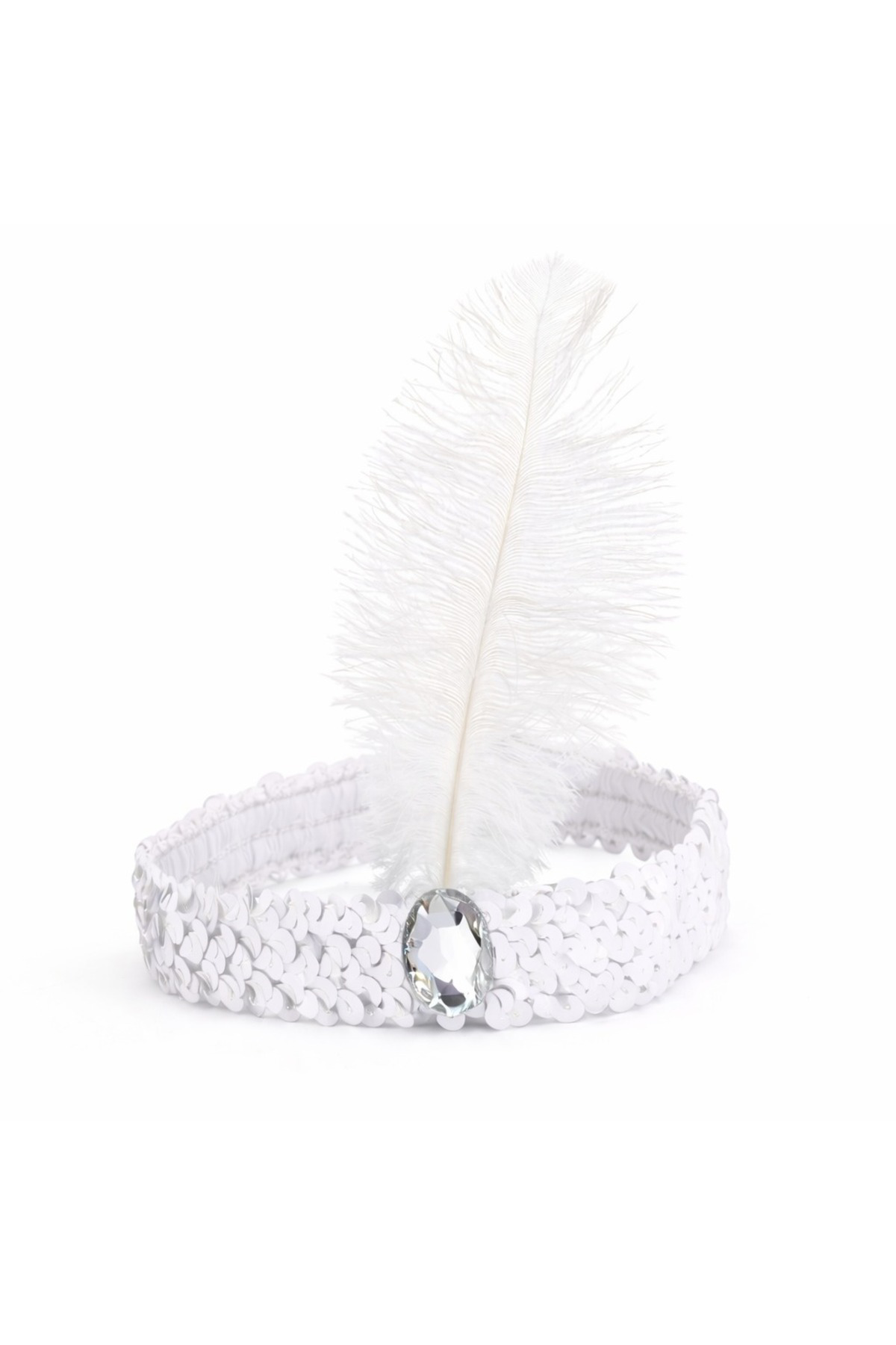 Beyaz Tüylü Retro Çarliston Bandı - 70-80-90’lar Parti Tacı