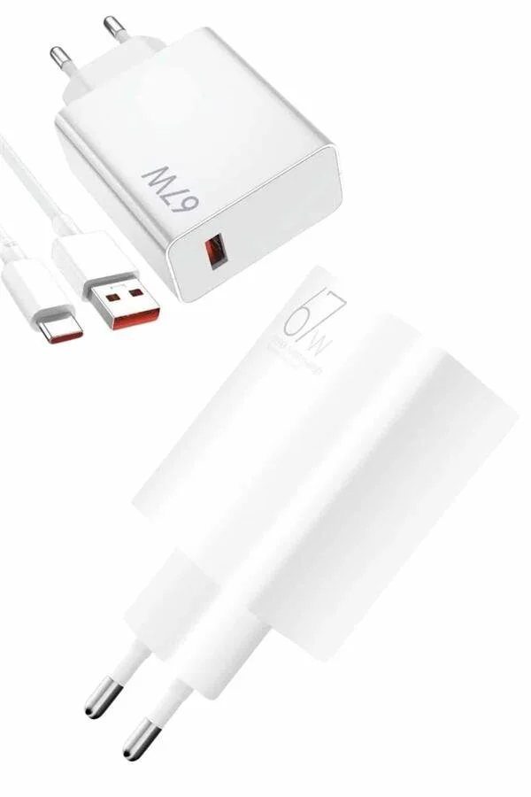 Beyaz Ultra Plus 67W Hızlı Şarj Adaptörü ve Kablosu Seti - 120W Turbo Güç