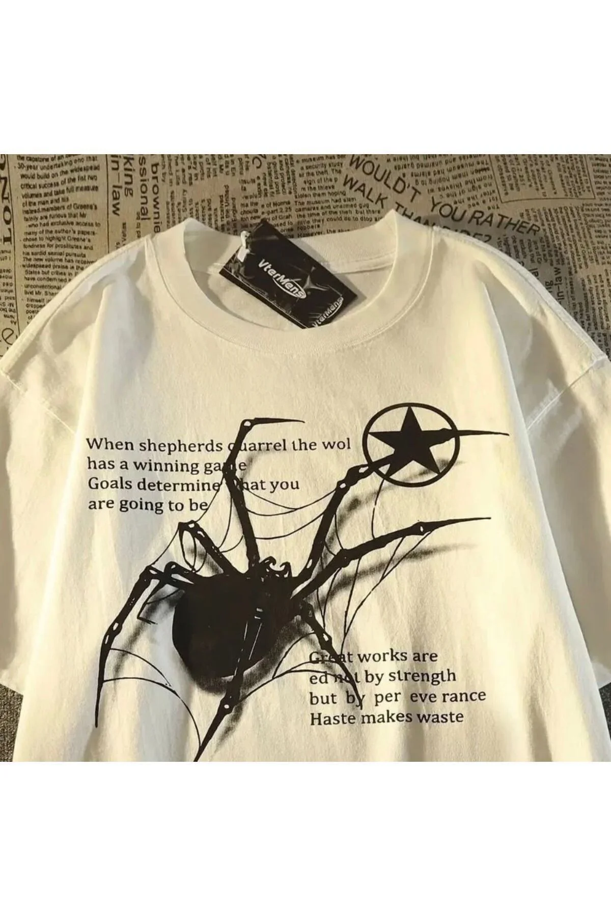 Beyaz Unisex Y2k Streetwear Spider Örümcek Yumuşak Penye Oversize T-shirt Fiyatı, Yorumları ve Özellikleri