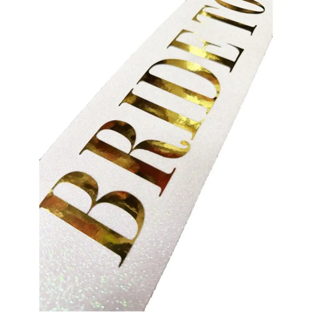 Beyaz Üzeri Altın Büyük Bride To Be Yazılı Simli Işıltılı Kuşak K