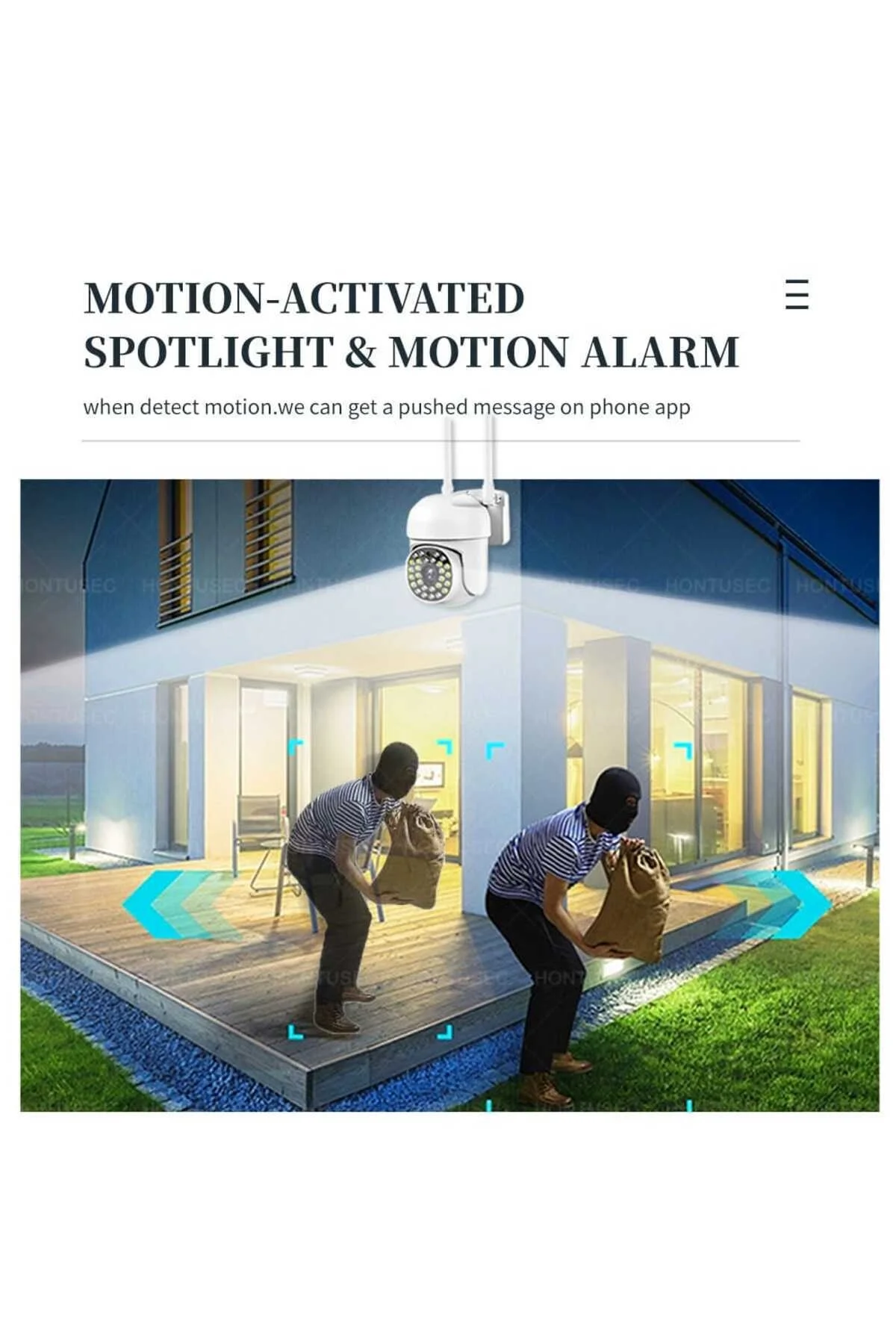 Beyaz wifi kontrollü 1080p HD 2MP 360 derece video kamera SD kart girişli çift LED MP4