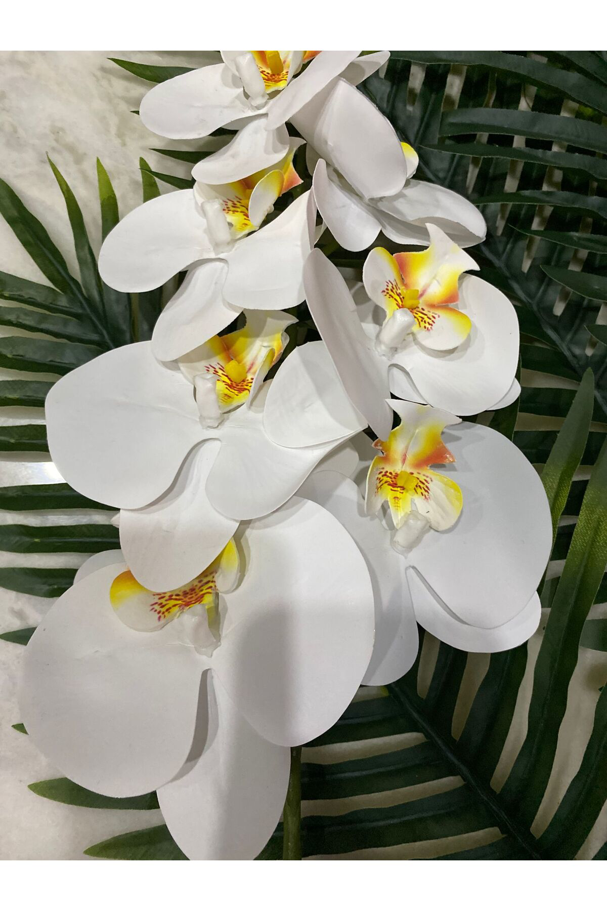 Elif Aksesuar Beyaz Yapay Orkide Tek Dal 90 Cm