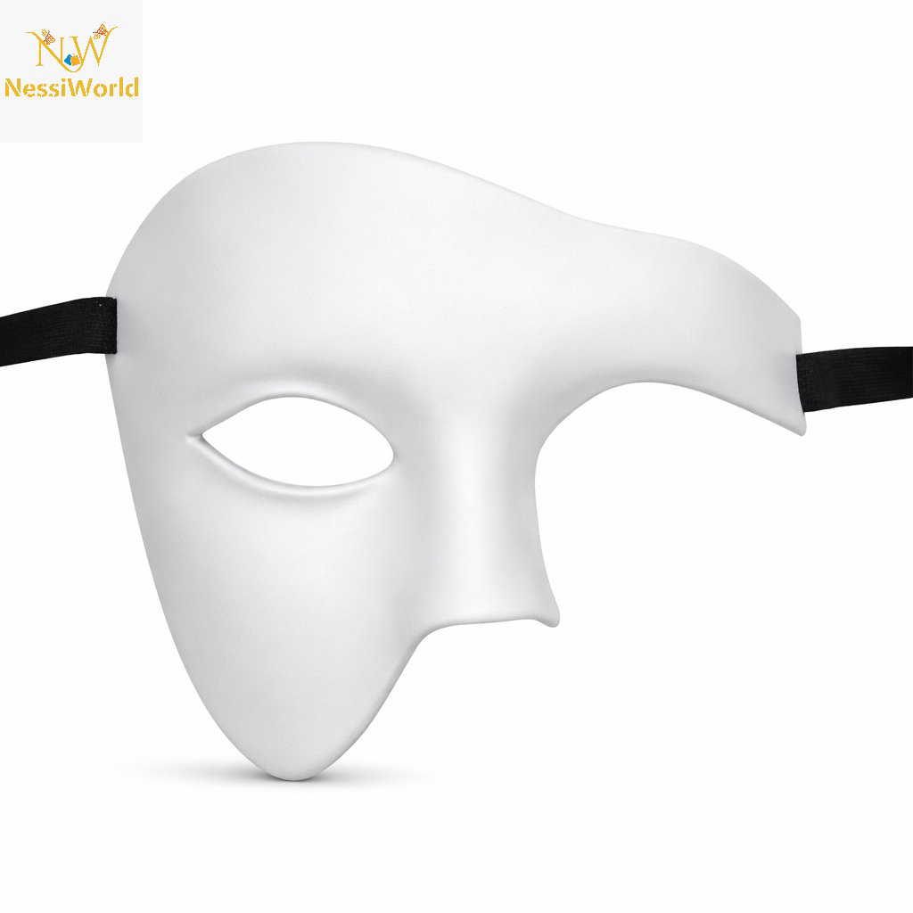 Beyaz Yarım Erkek Maske – Phantom Parti &amp; Balo Maskesi