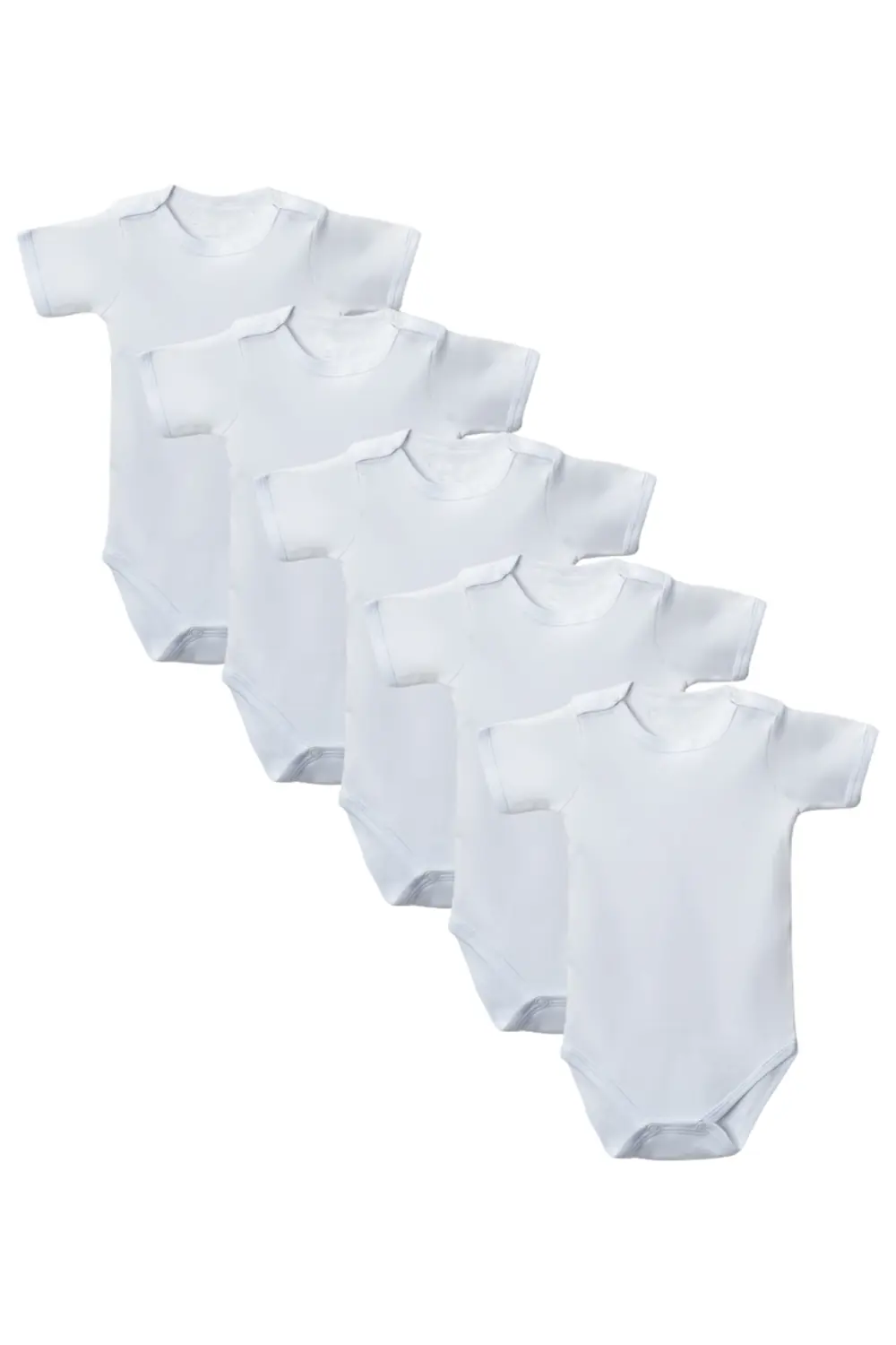 Beyaz Yarım Kol Body Zıbın 2-7 YAŞ Çocuklar İçin (5 ADET) Alttan 