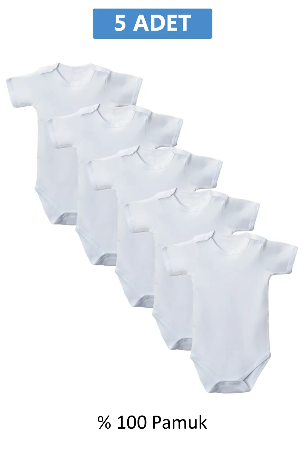 Beyaz Yarım Kol Body Zıbın 7-12 YAŞ Çocuklar İçin (5 ADET) Alttan