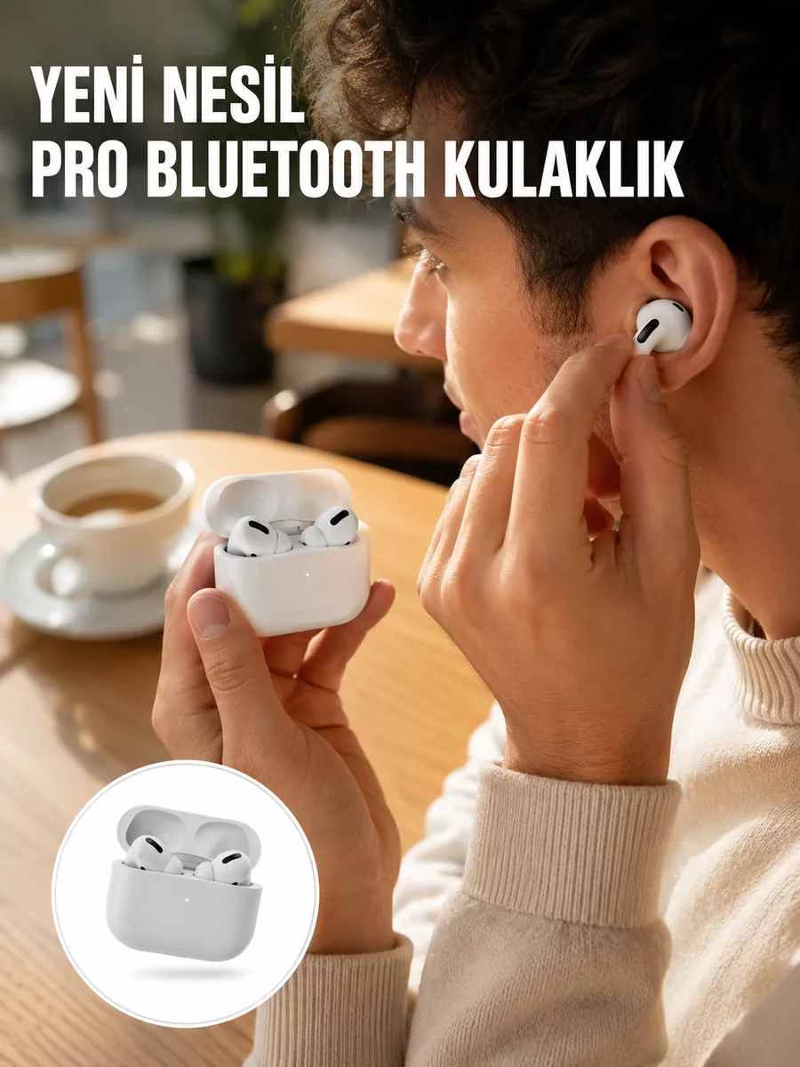 Beyaz Yüksek Performanslı Bluetooth 5.0 Kulaklık - Android ve iOS Uyumlu, Kablosuz Şarjlı Uzun Pil Ömrü