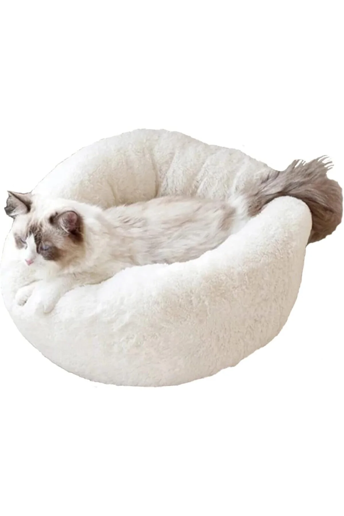Beyaz Yumuşak Polar Kedi Yatağı