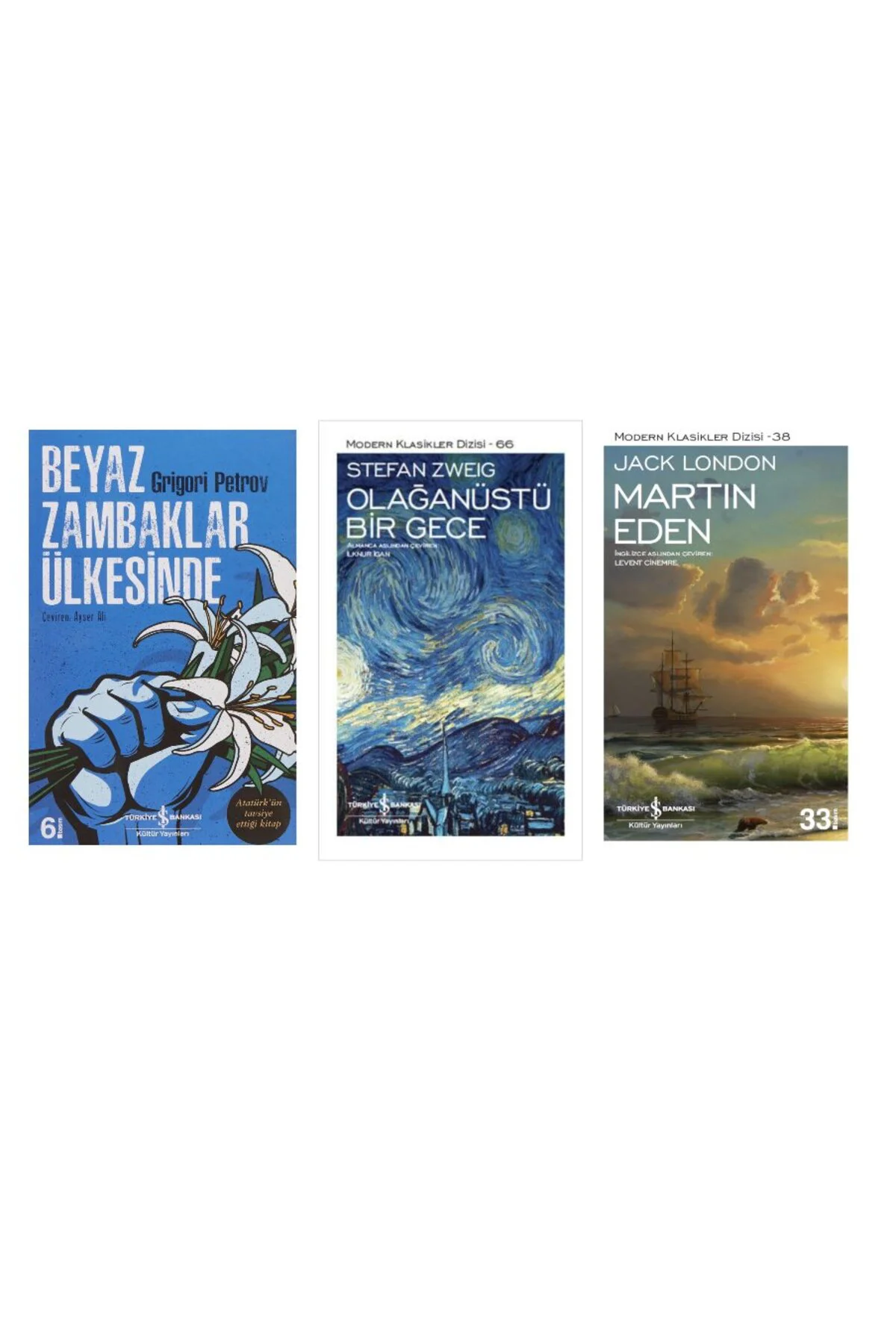 beyaz zambaklar ulkesinde+ olaganustu bir gece+ martin eden=(3kitap)